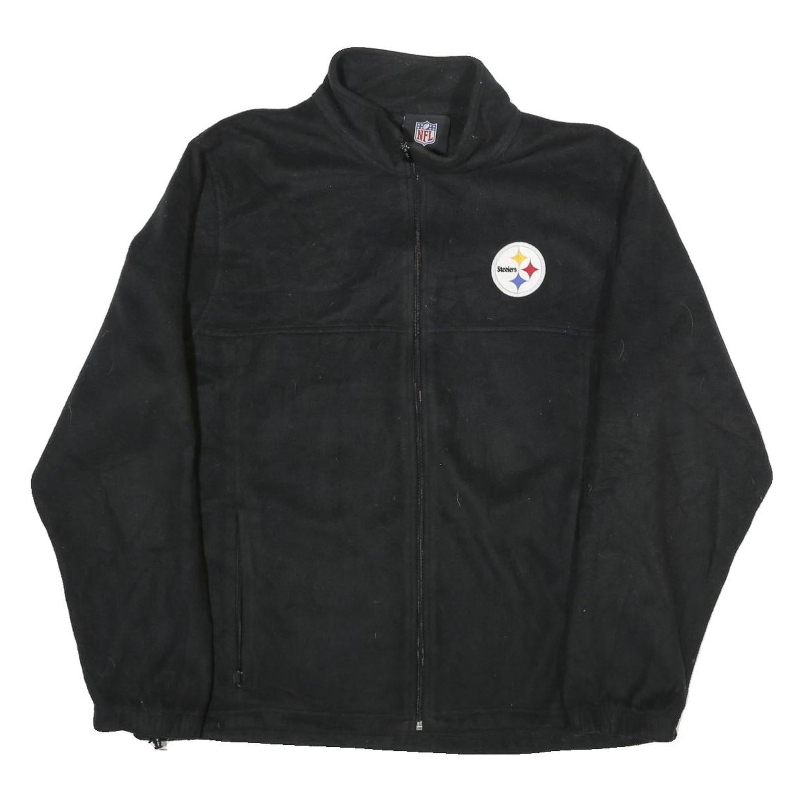 NFL Mens Black Steelers Cotton Jacket L Zip Plain Casual Sportswear Refurbished - N/A refurbished available on Cerqular