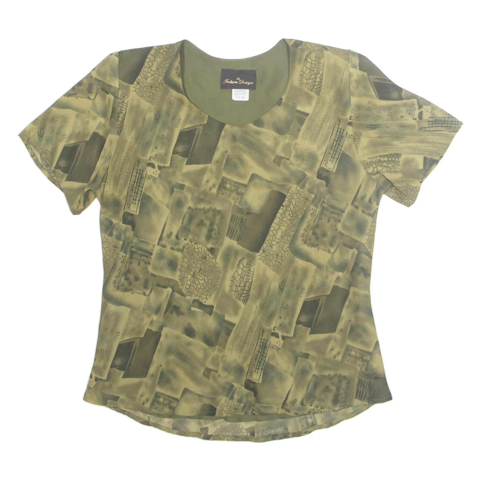 MY FUTURE DESIGN Womens Printed Top Green Crazy Pattern M Refurbished - N/A refurbished available on Cerqular