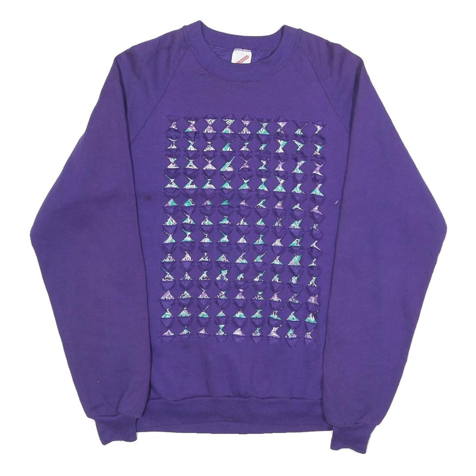 JERZEES Womens Purple Crew Neck L Sweatshirt Cotton Blend Pullover Woven Refurbished - N/A refurbished available on Cerqular