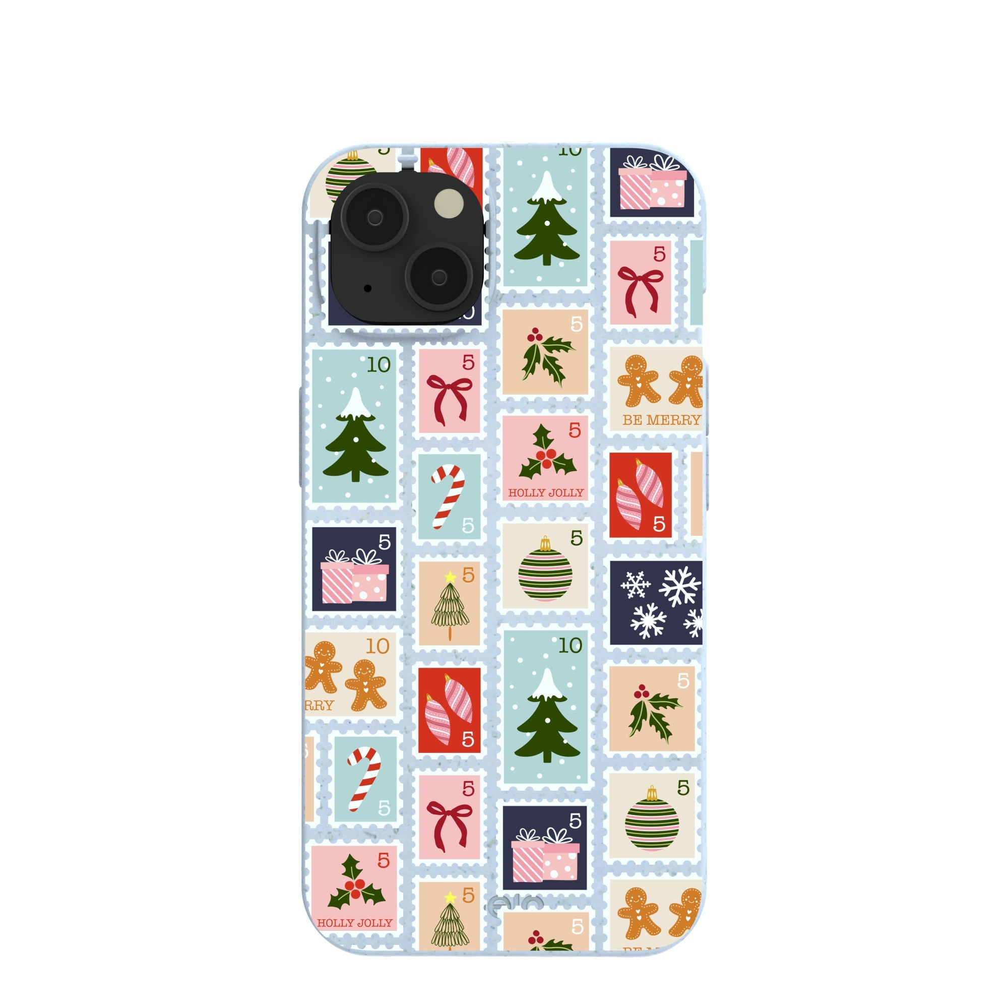 Powder Blue Noel Stamps iPhone 13 Case Refurbished - Pela Case refurbished available on Cerqular