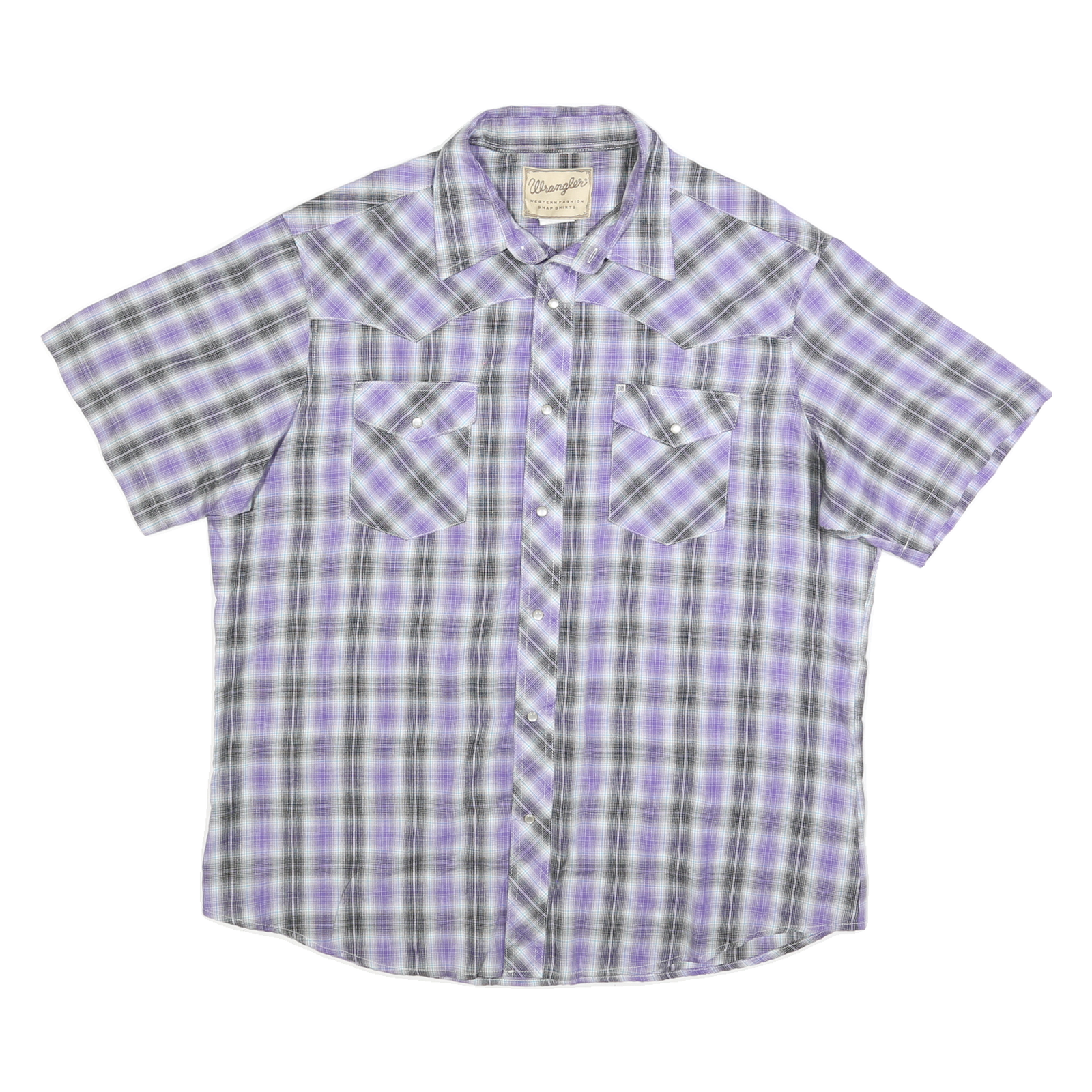 WRANGLER Mens Purple & Black Check Shirt XL Western Short Sleeve Casual Retro Refurbished - N/A refurbished available on Cerqular