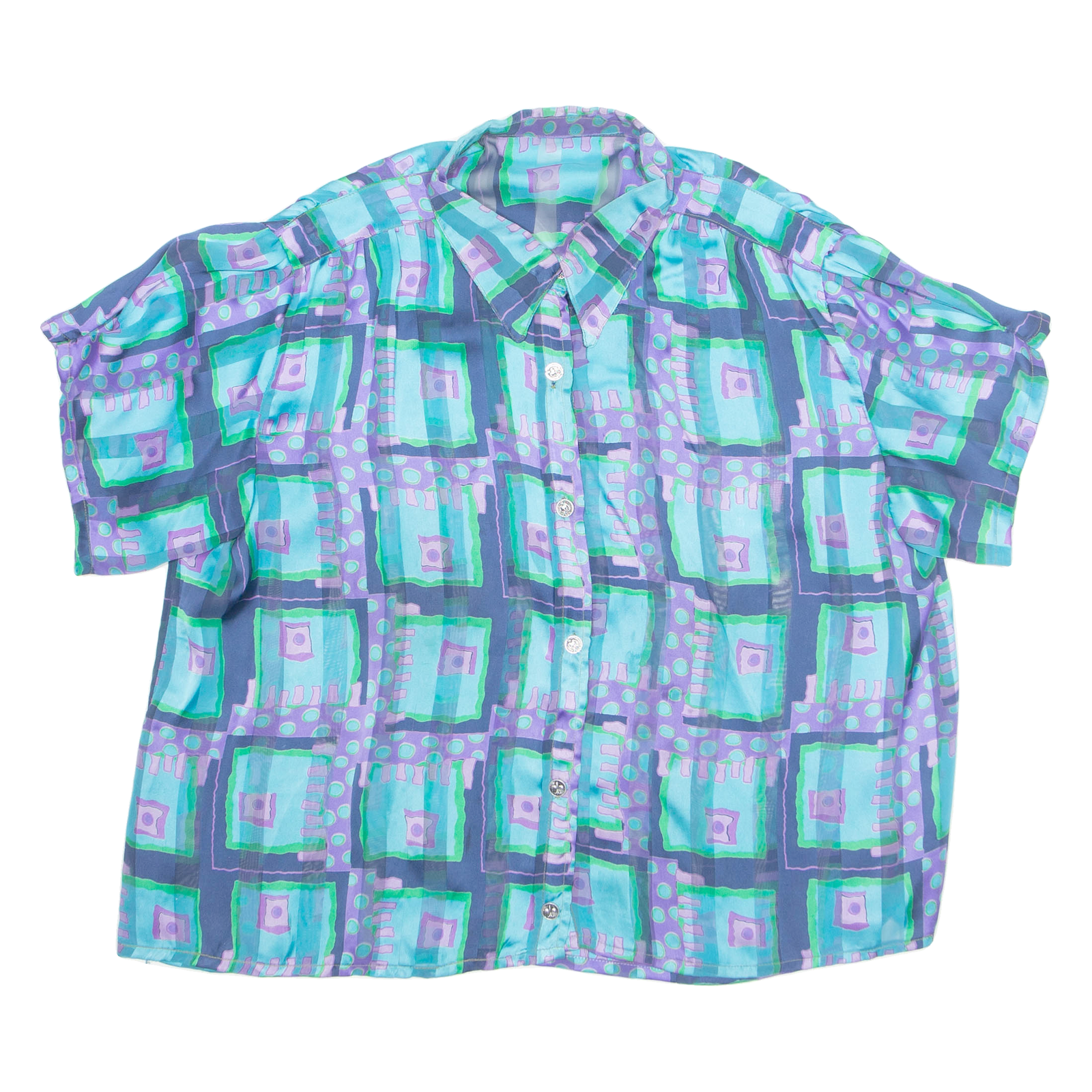 Womens Printed Blouse Blue Check L Refurbished - N/A refurbished available on Cerqular