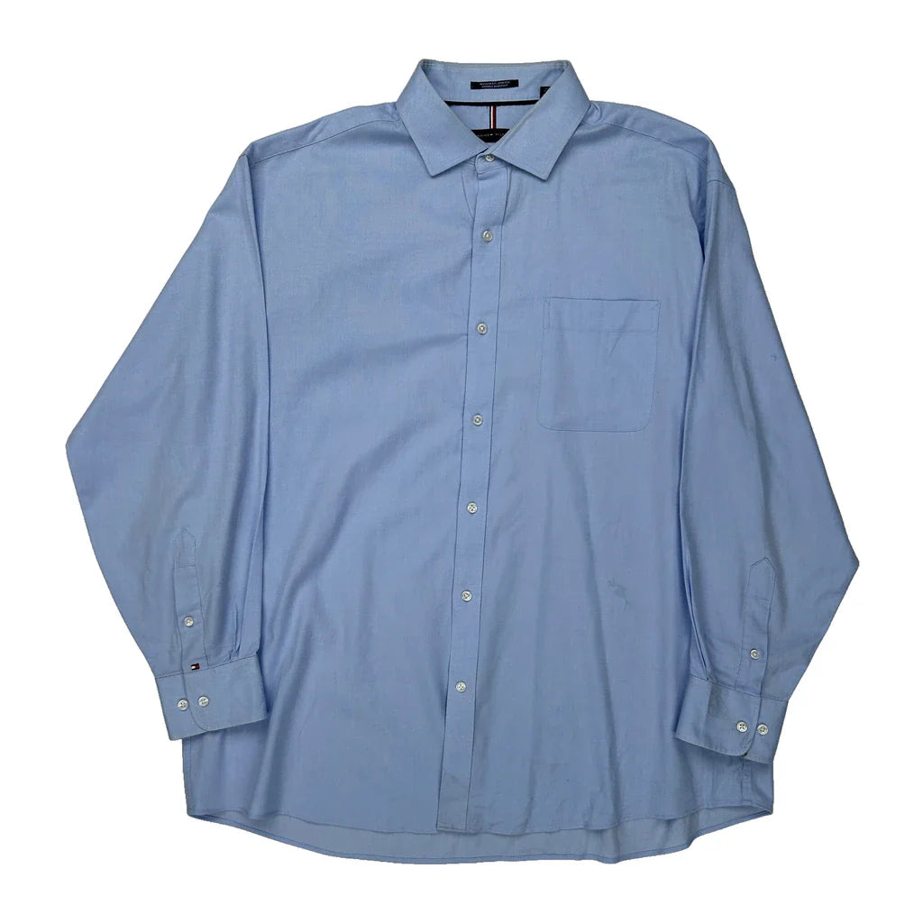 Tommy Hilfiger Shirt - XL Blue Cotton Refurbished - Thrifted (note: this is a term often used to describe second- refurbished available on Cerqular