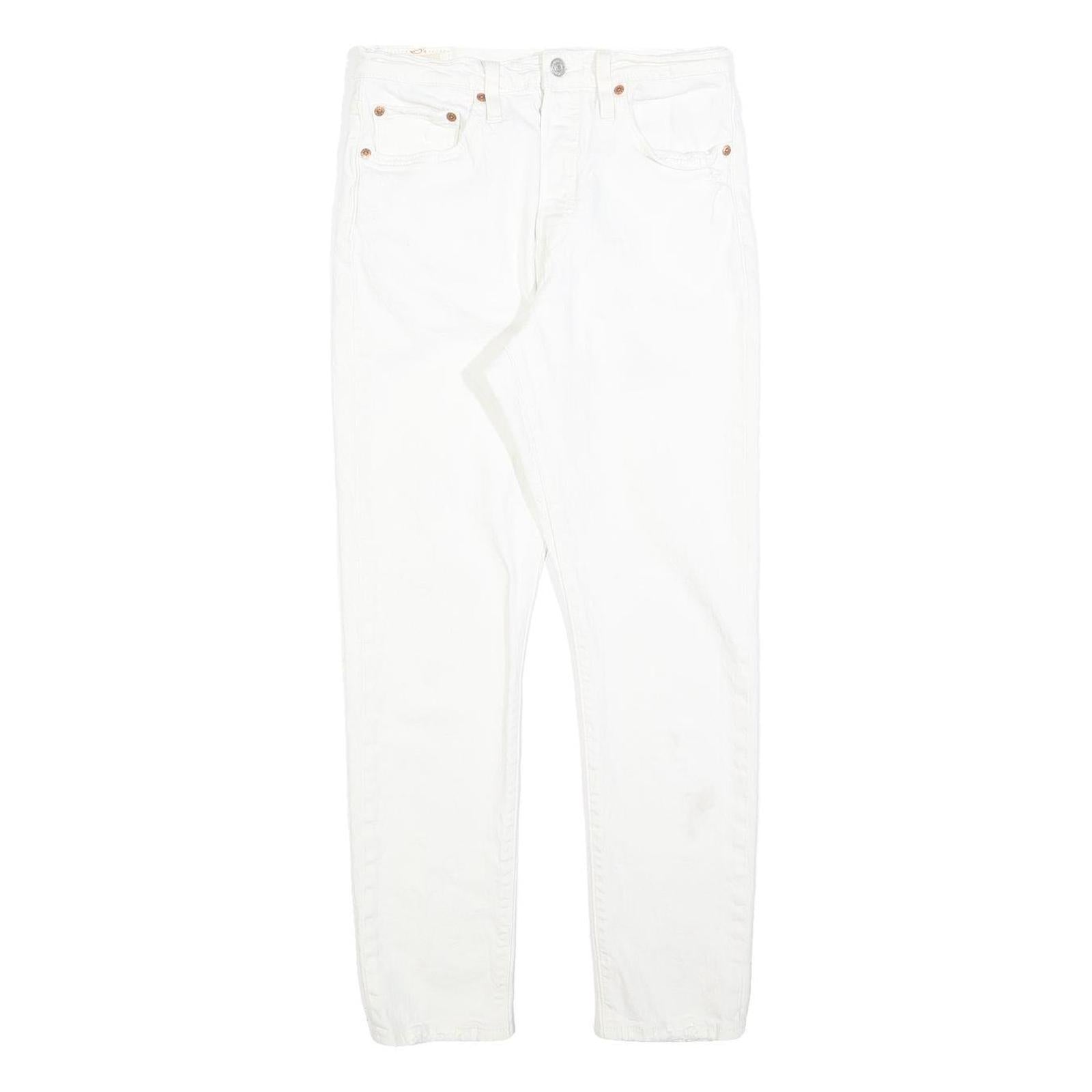 LEVI'S 501S Womens Slim White Denim Jeans Button W28 L28 Classic Cotton Refurbished - N/A refurbished available on Cerqular