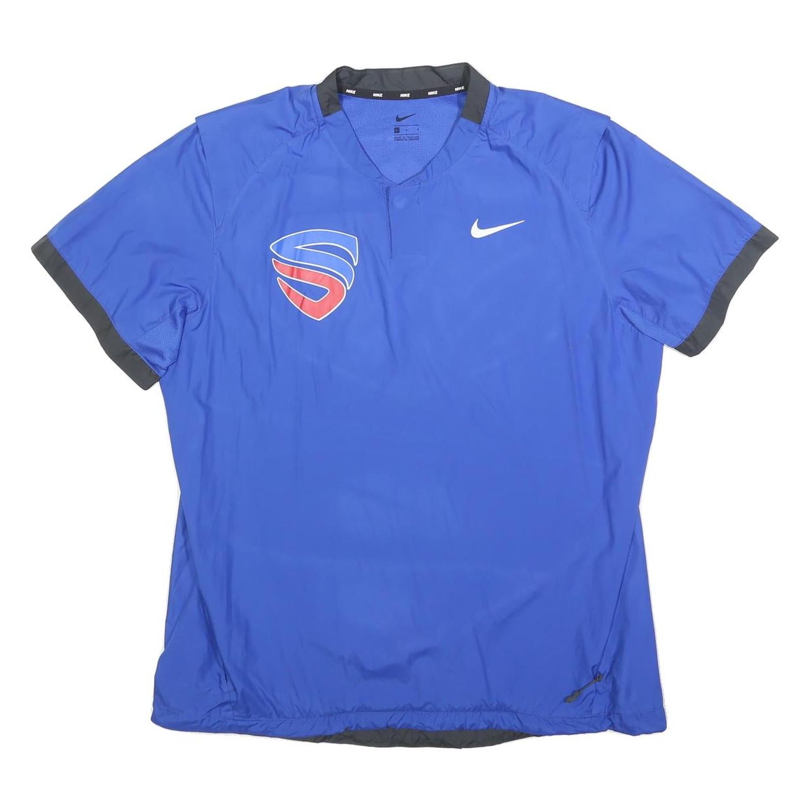 NIKE Mens Blue & Grey Modern T-Shirt L Short Sleeve V-Neck Sports Graphic Refurbished - N/A refurbished available on Cerqular