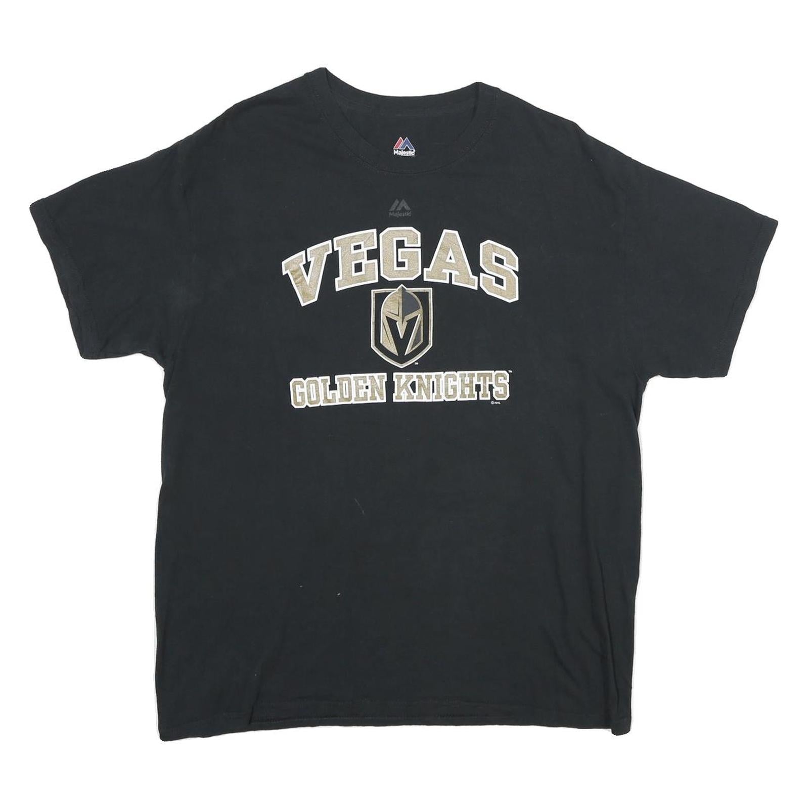 MAJESTIC Mens Black Vegas Golden Knights Graphic T-Shirt L Short Sleeve Crew Refurbished - N/A refurbished available on Cerqular