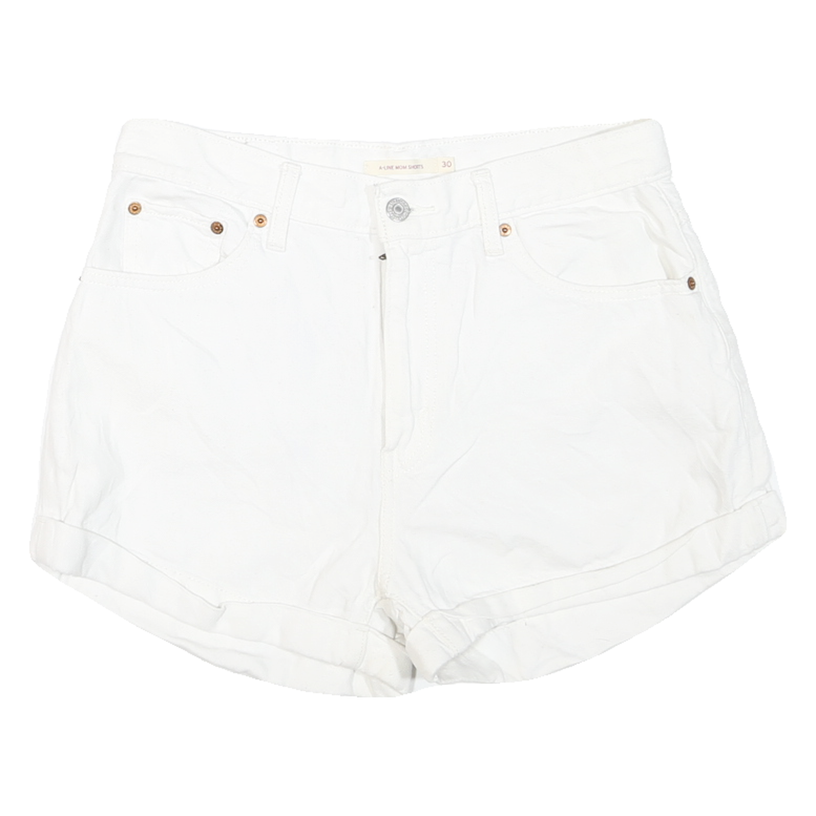LEVI'S Womens White Denim Casual Shorts M W30 Cotton Blend Button Closure Summer Refurbished - N/A refurbished available on Cerqular