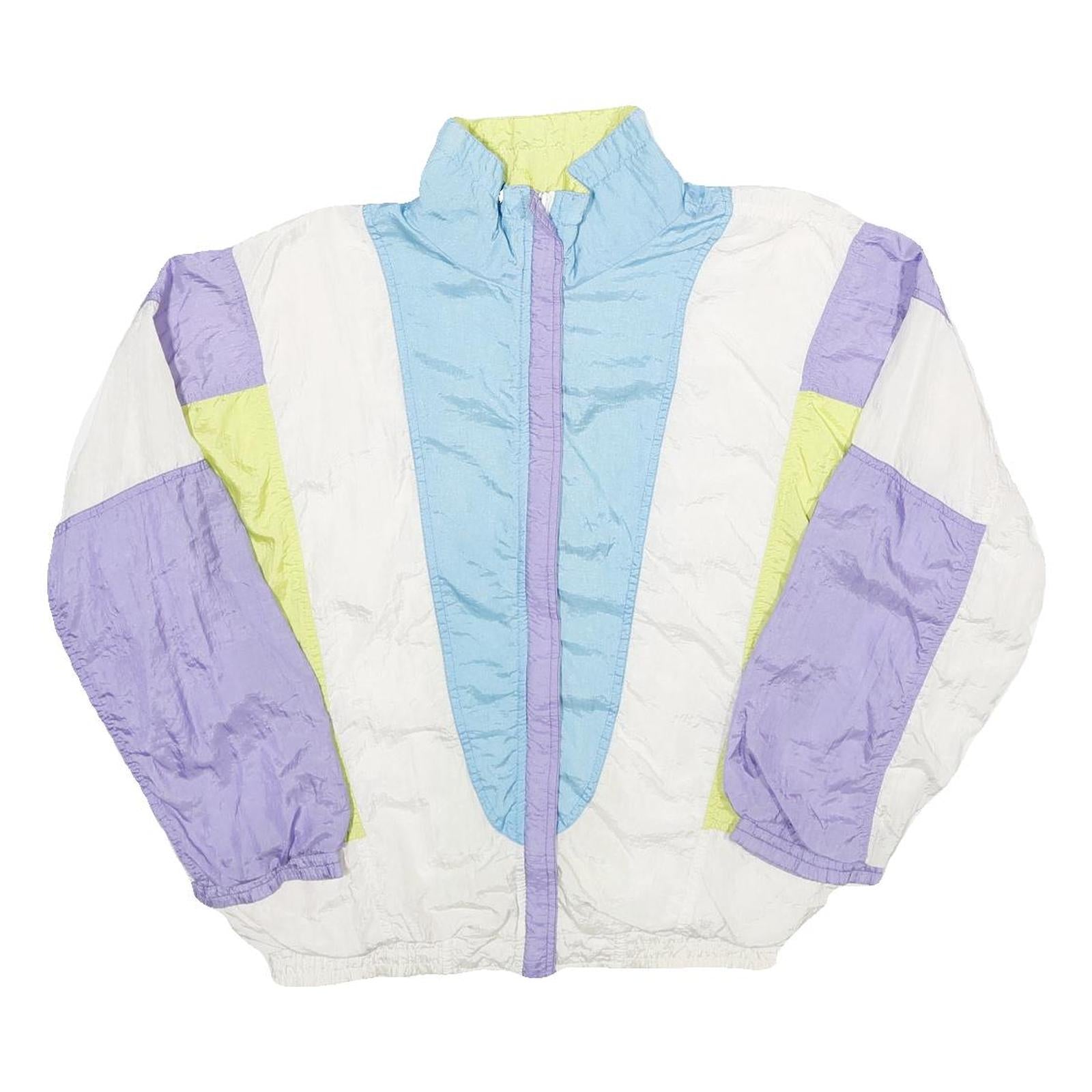 BOCCO Womens White Blue & Purple Lightweight Zip Jacket S Nylon Plain Vintage Refurbished - N/A refurbished available on Cerqular