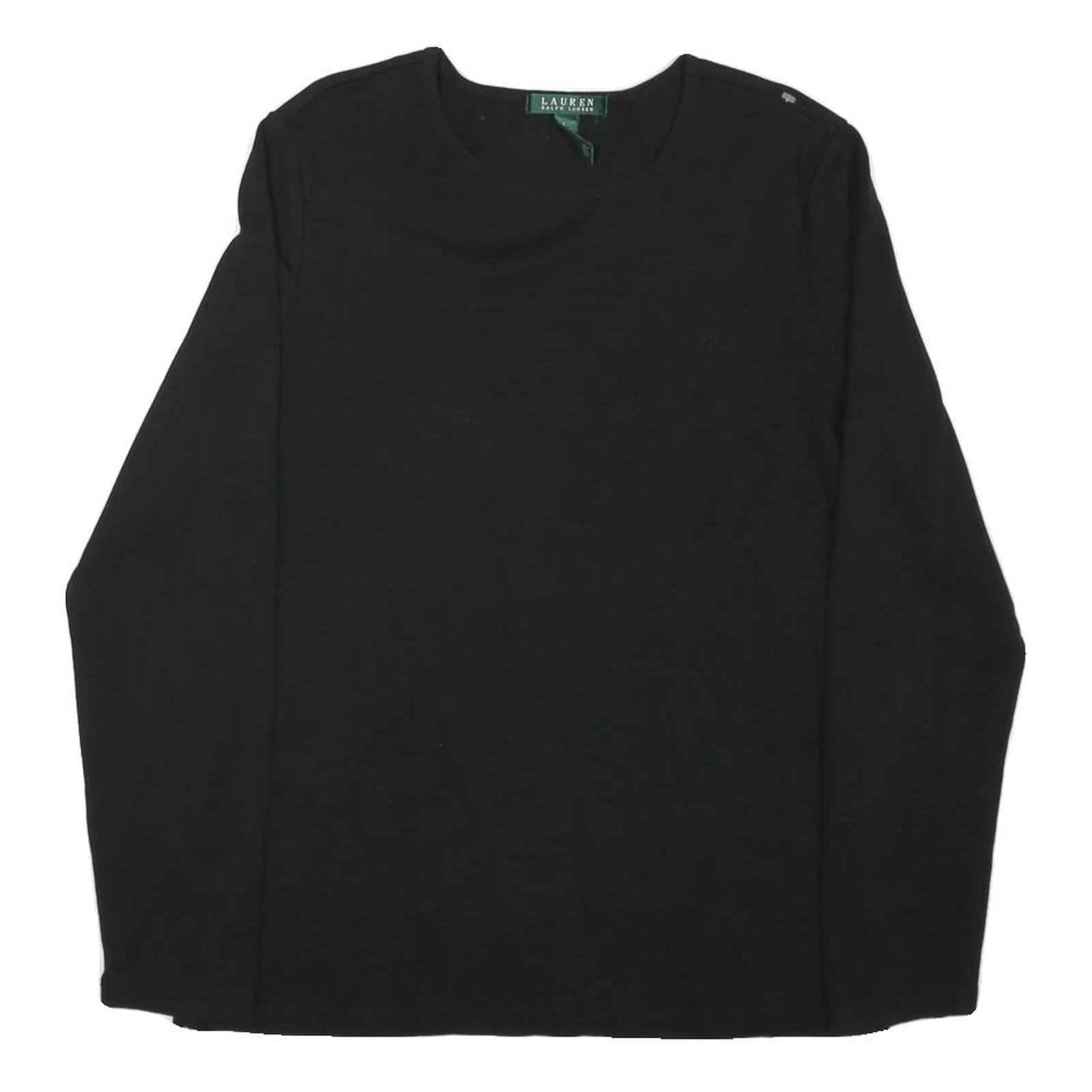 LAUREN RALPH LAUREN Womens Black Cotton Blend Long Sleeve Crew Neck Classic Refurbished - N/A refurbished available on Cerqular