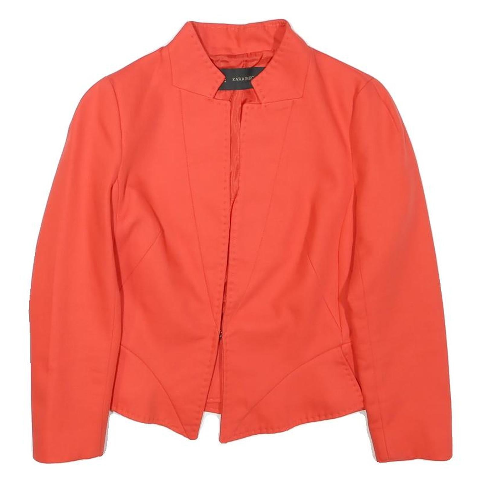 ZARA BASIC Womens Orange Button Jacket M Polyester Blend Tailored Stylish Refurbished - N/A refurbished available on Cerqular
