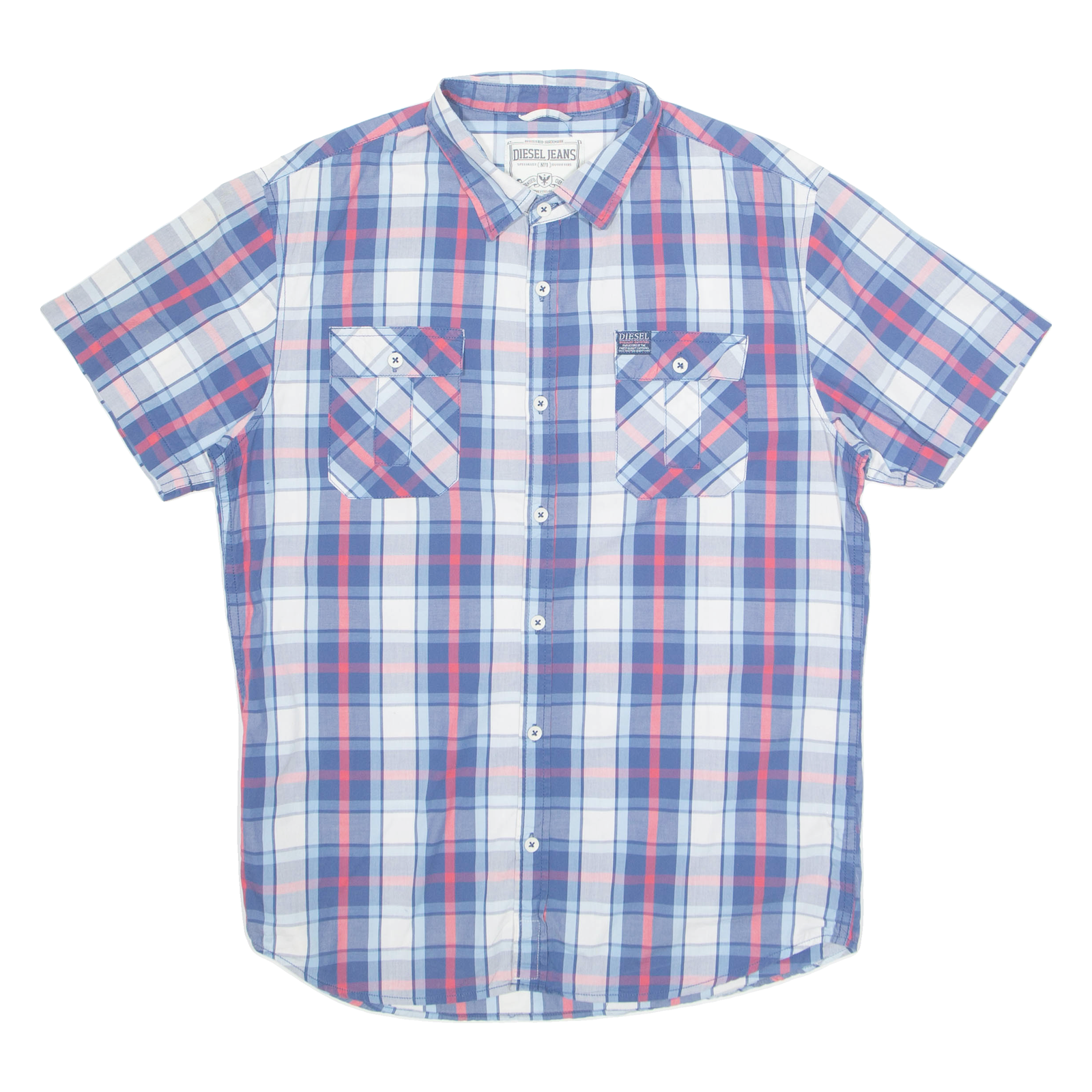 DIESEL Mens Shirt Blue Check L Refurbished - N/A refurbished available on Cerqular