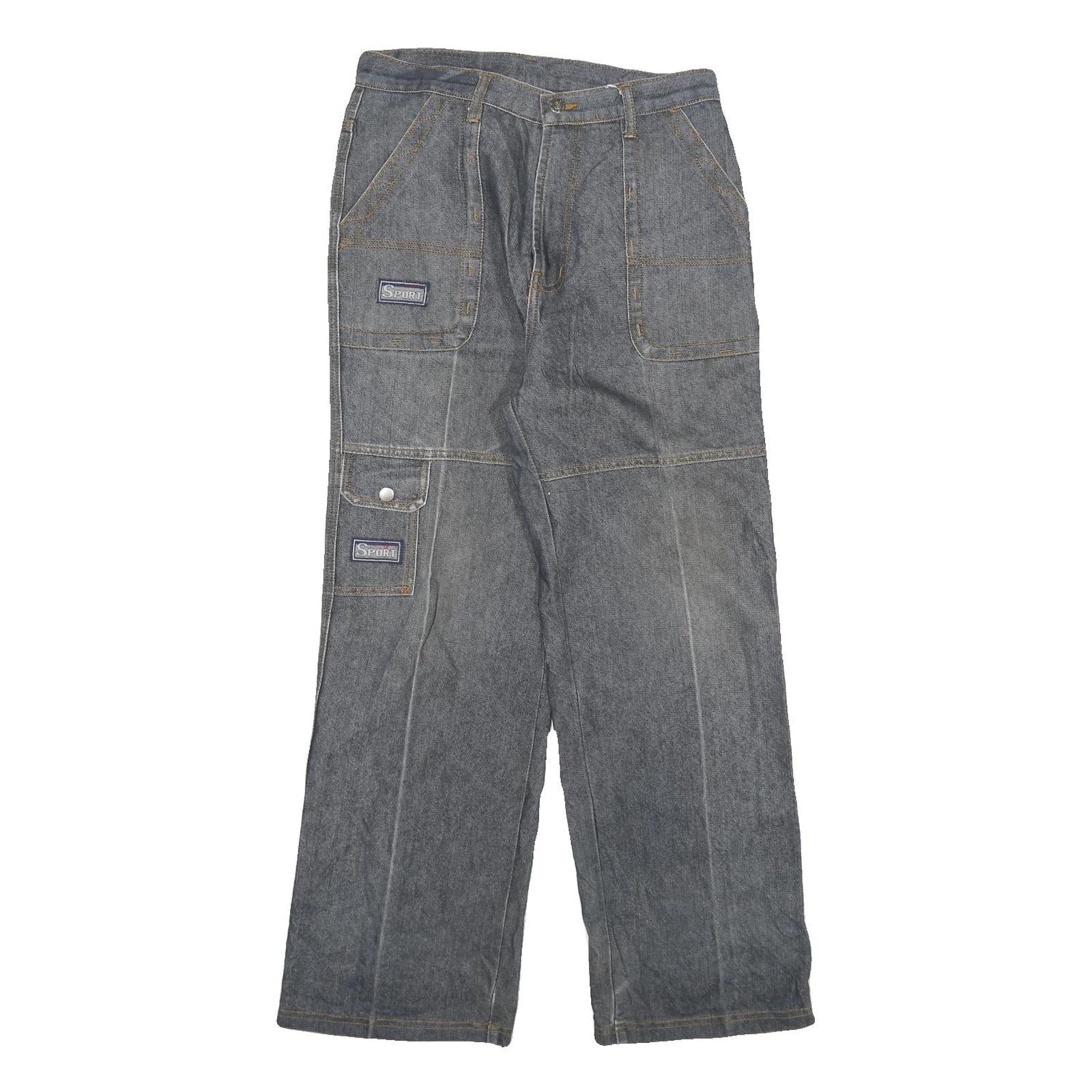 YIN HU Womens Jeans Blue Regular Straight Denim Medium W28 L27 Cargo Pockets Refurbished - N/A refurbished available on Cerqular