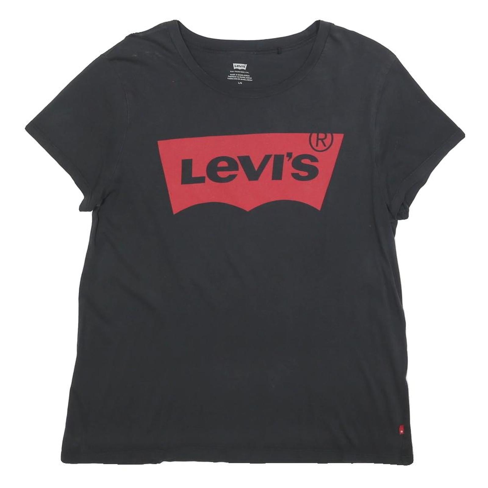 LEVI'S Womens Black Graphic T-Shirt L Short Sleeve Crew Neck Cotton Blend Refurbished - N/A refurbished available on Cerqular