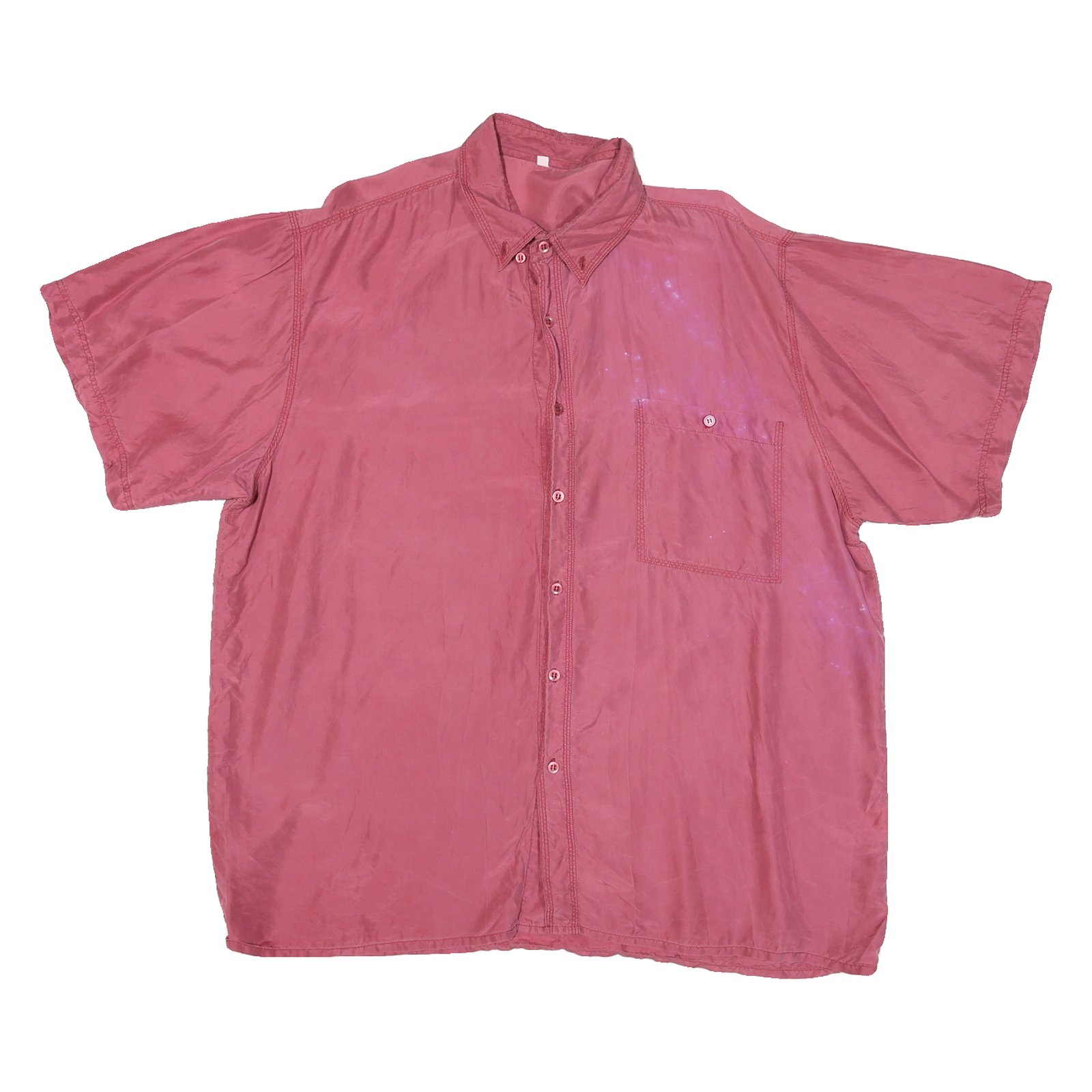 Womens Pink Silk Shirt XL Short Sleeve Button Collar Casual Relaxed Fit Refurbished - N/A refurbished available on Cerqular