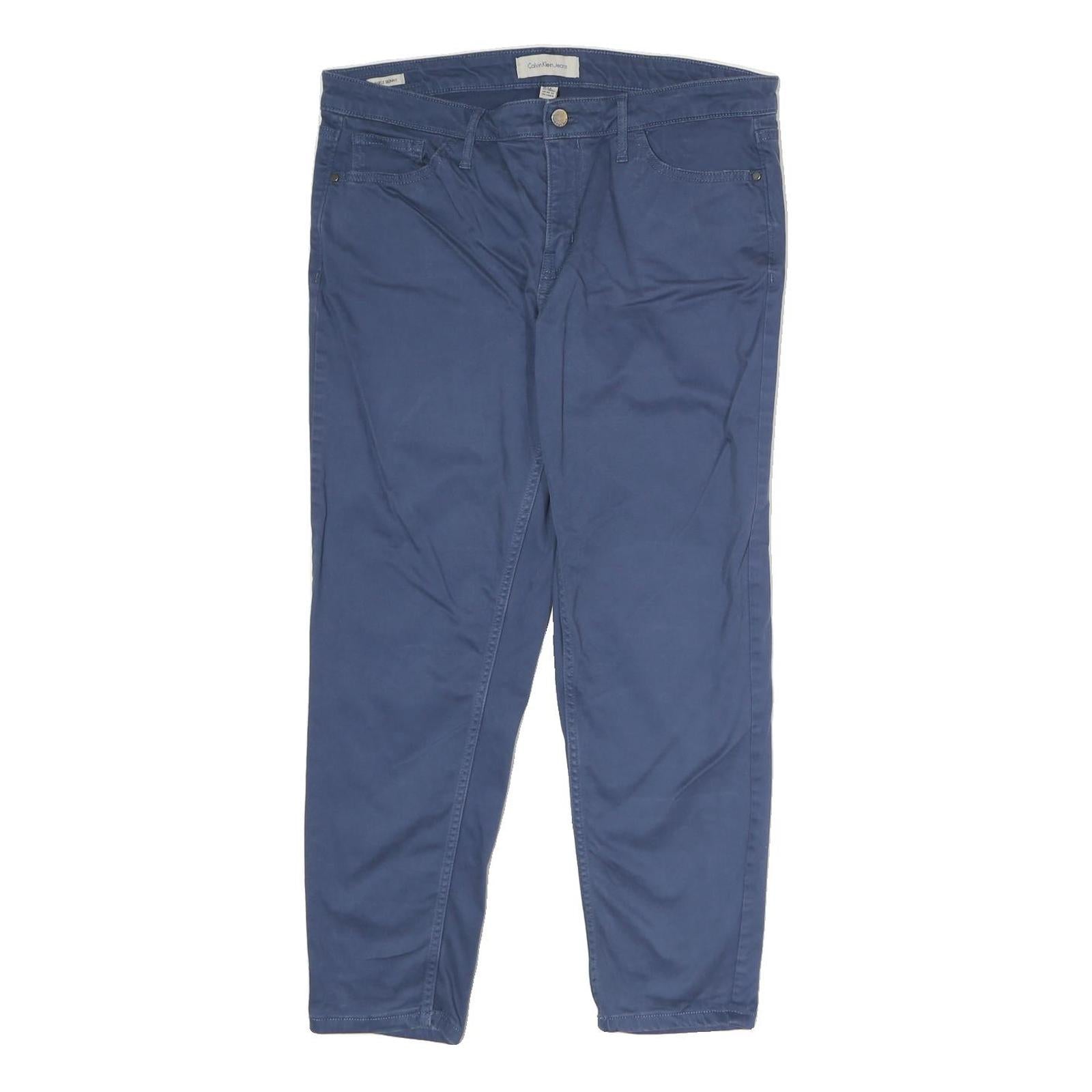 CALVIN KLEIN JEANS Mens Regular Fit Blue Cotton Blend Trousers W32 L30 Classic Refurbished - N/A refurbished available on Cerqular