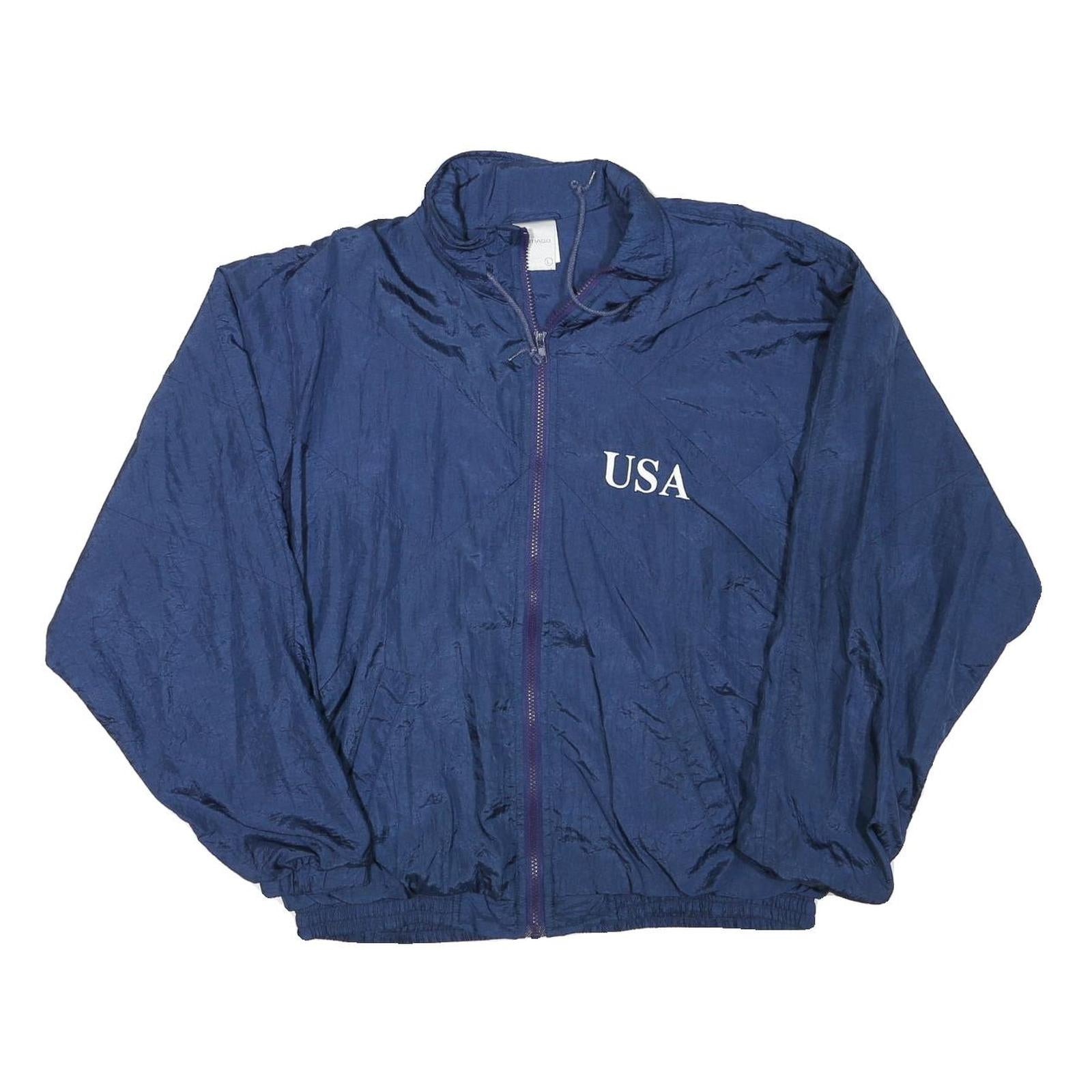 SANTIAGO Mens Blue Polyester Blend Zip Jacket L Plain Lightweight Windbreaker Refurbished - N/A refurbished available on Cerqular