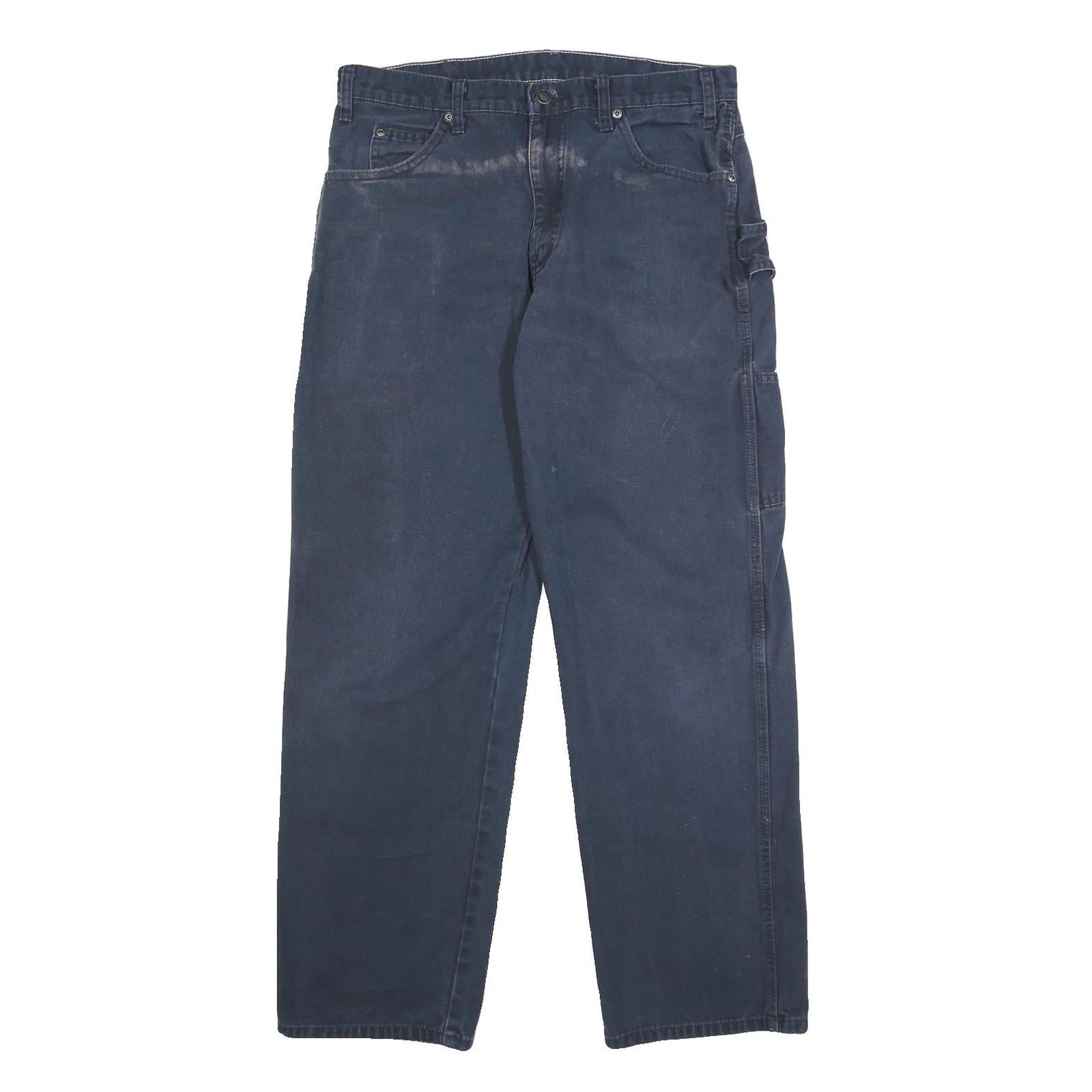 DICKIES Mens Cotton Blue Regular Straight Trousers W34 L32 Workwear Utility Refurbished - N/A refurbished available on Cerqular