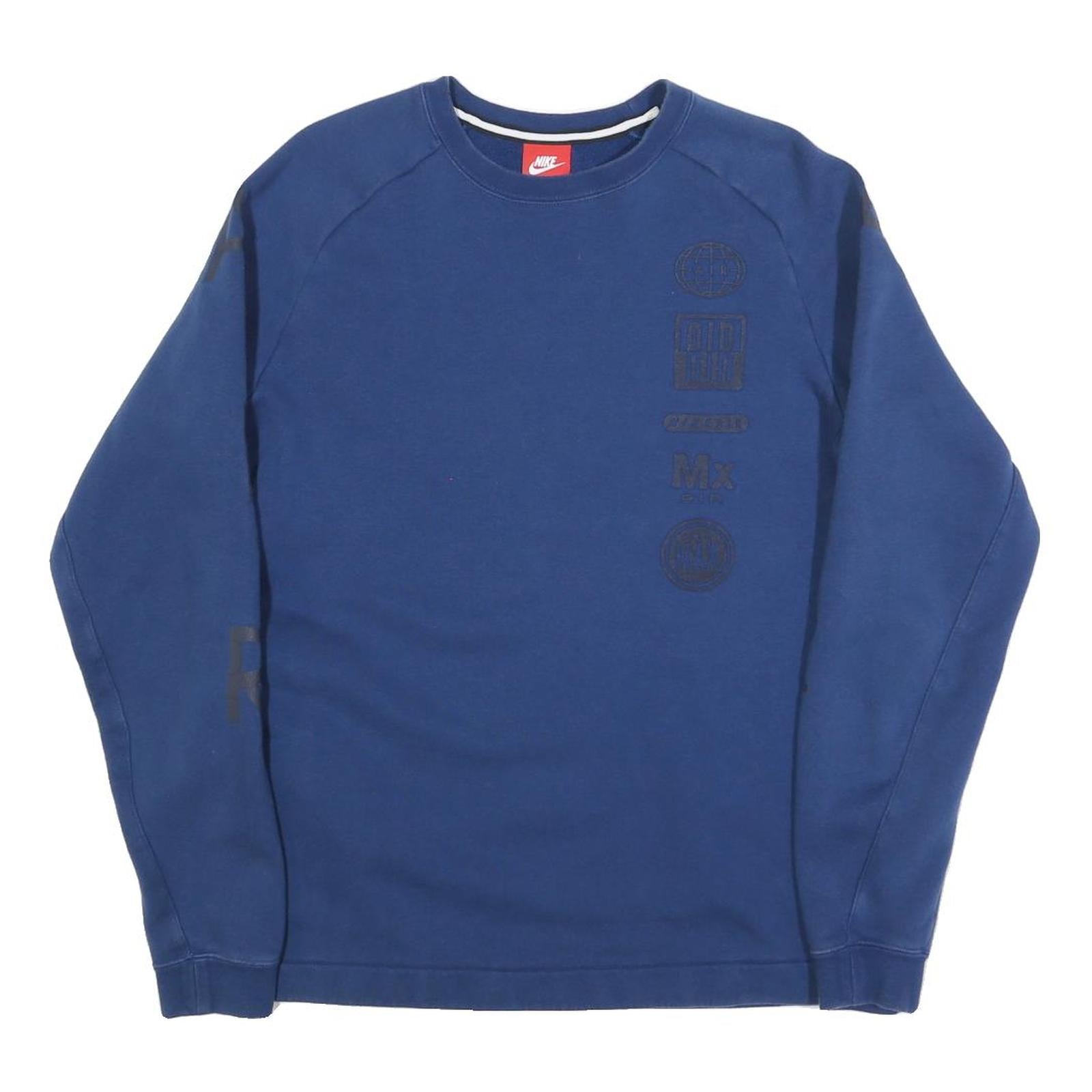 NIKE Mens Blue Crew Neck M Cotton Blend Sweatshirt Sports Casual Activewear Refurbished - N/A refurbished available on Cerqular