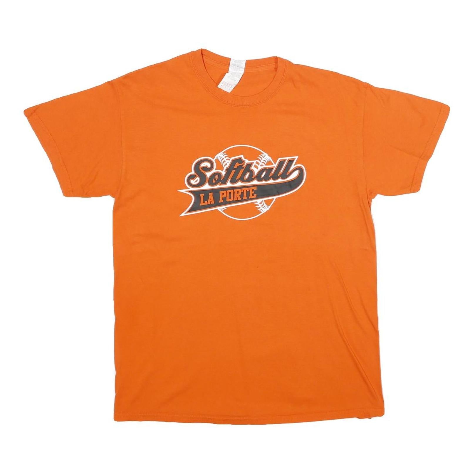 GILDAN Mens Orange Softball La Porte Graphic T-Shirt M Short Sleeve Crew Neck Refurbished - N/A refurbished available on Cerqular