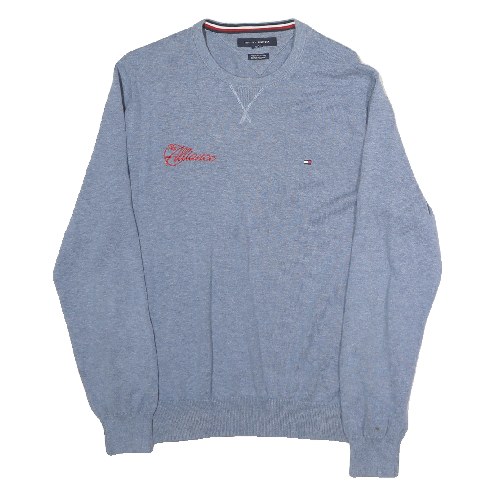 TOMMY HILFIGER Mens Blue Patterned Cotton Jumper Crew Neck Basic Knit M Casual Refurbished - N/A refurbished available on Cerqular