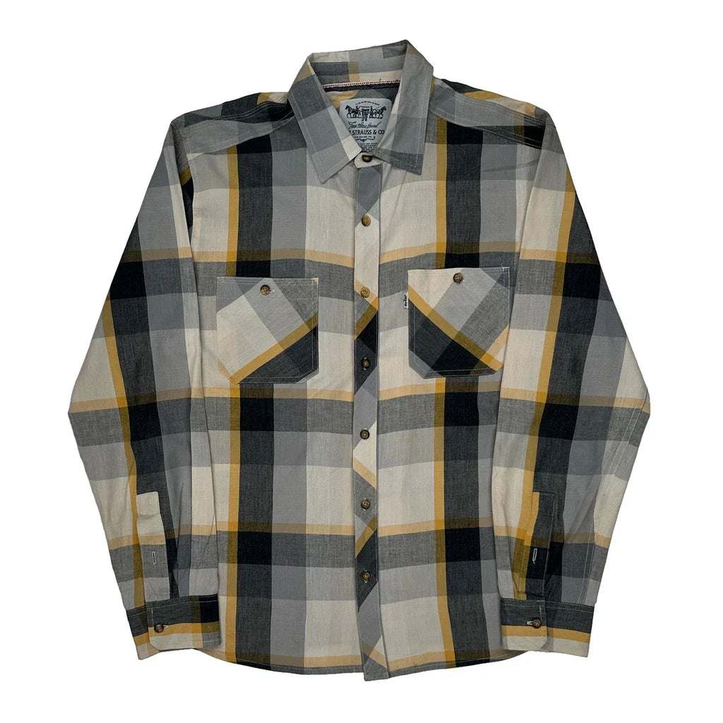 Buy Levis Checked Shirt - Medium Grey Cotton Refurbished - $33.49 Levis Checked Shirt - Medium Grey Cotton Refurbished - Thrifted (note: this is a term often used to describe second- refurbished available on Cerqular