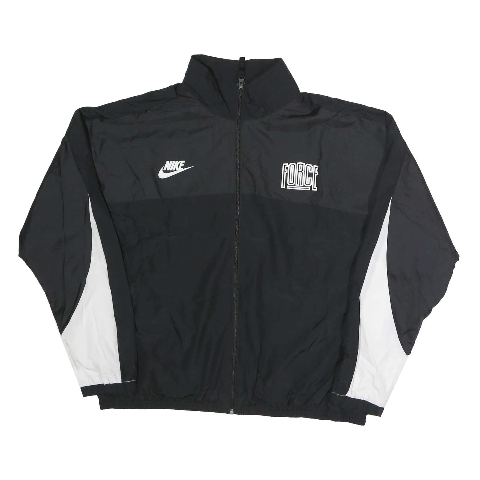 NIKE Mens Black & White Force Track Jacket L Polyester Zip Casual Sportswear Refurbished - N/A refurbished available on Cerqular