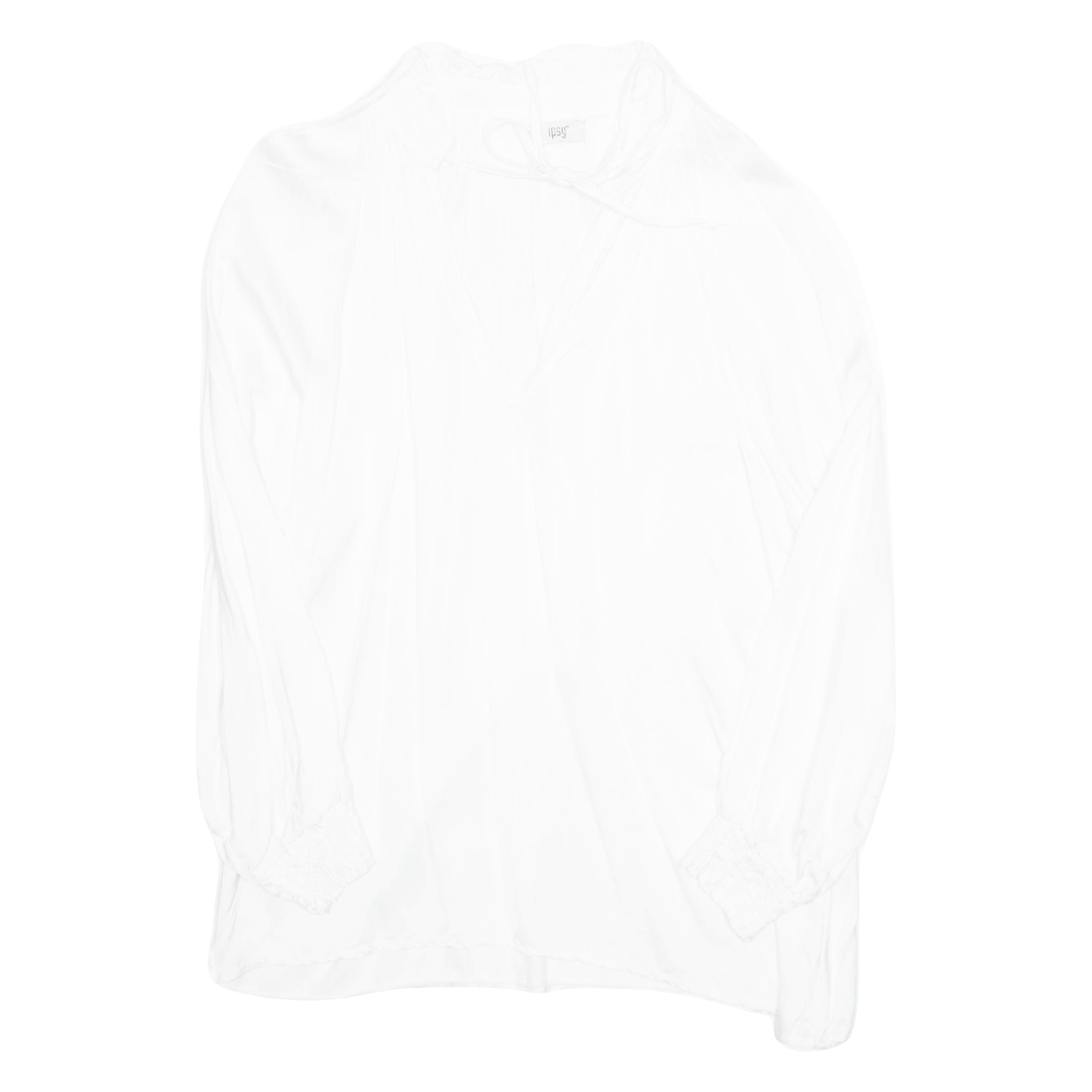 IPSY Womens Ruffle Blouse White V-Neck Long Sleeve Viscose L Refurbished - N/A refurbished available on Cerqular