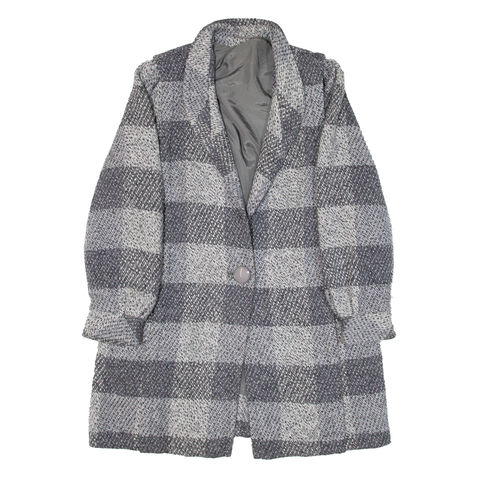 Womens Overcoat Coat Grey Knit Wool Check UK 16 Refurbished - N/A refurbished available on Cerqular