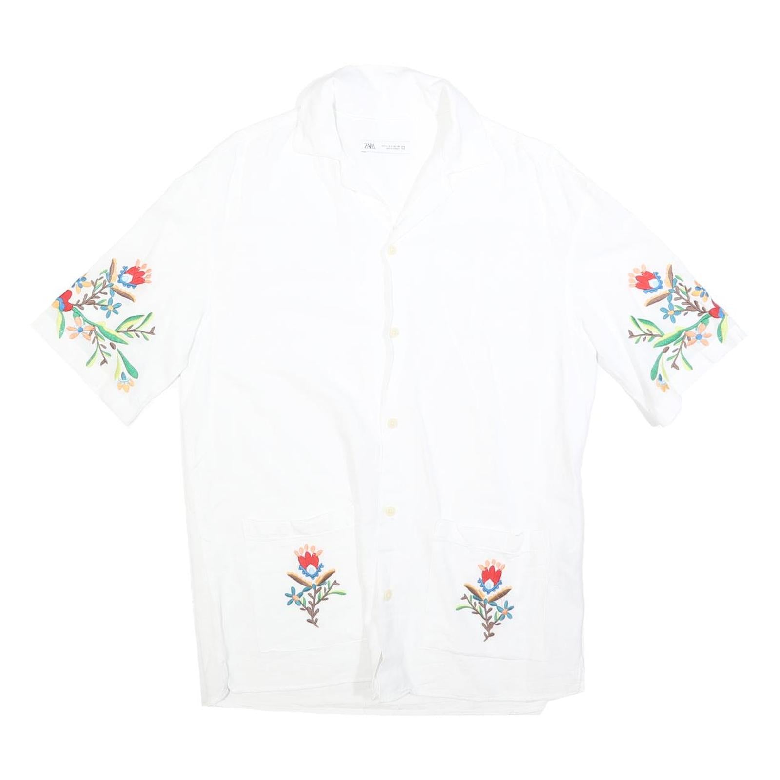 Buy ZARA Womens White Embroidered Shirt Short Sleeve Collared S Floral Design Refurbished - $18.19 ZARA Womens White Embroidered Shirt Short Sleeve Collared S Floral Design Refurbished - N/A refurbished available on Cerqular