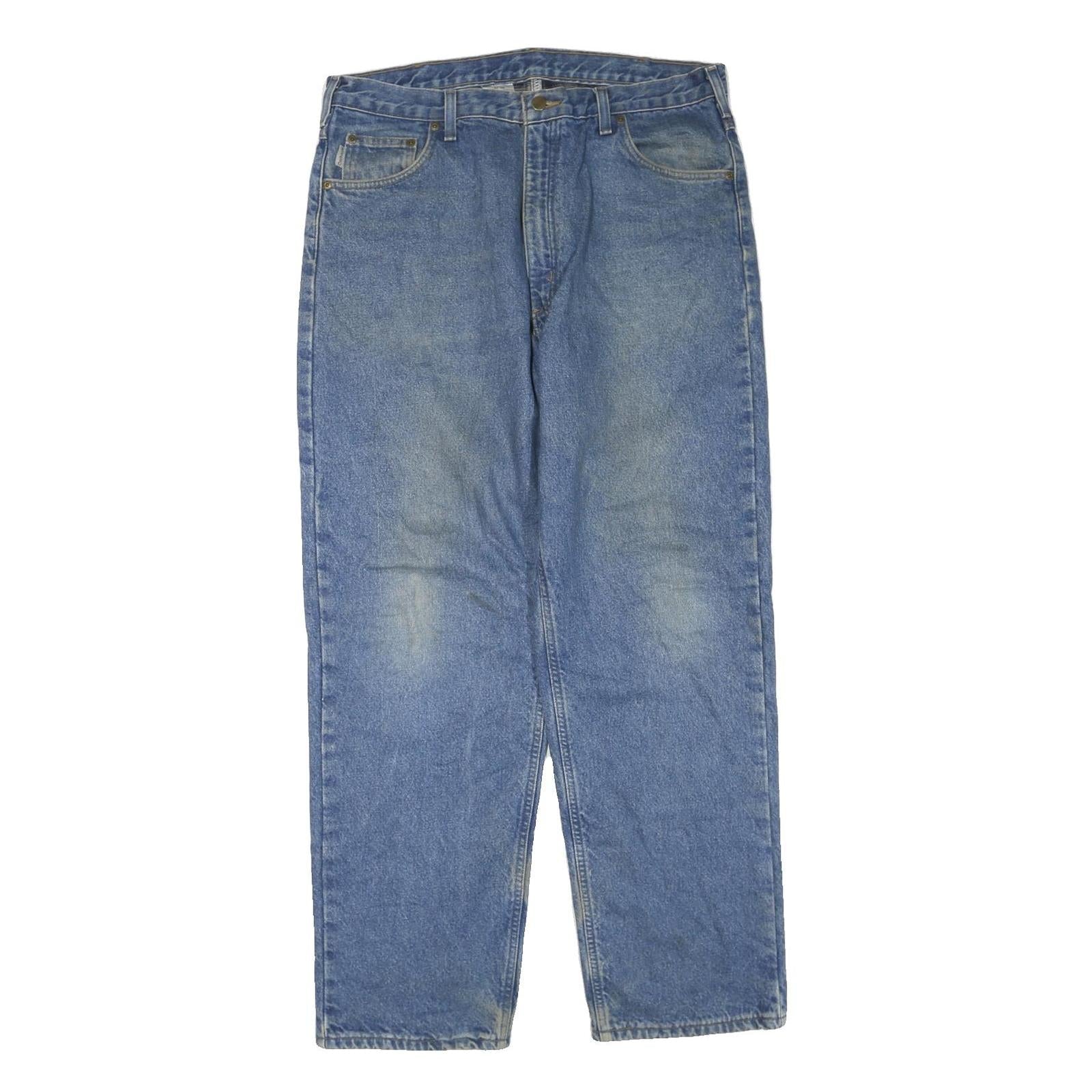 CARHARTT Mens Regular Fit Blue Denim Jeans W38 L32 Distressed Casual Zip Refurbished - N/A refurbished available on Cerqular