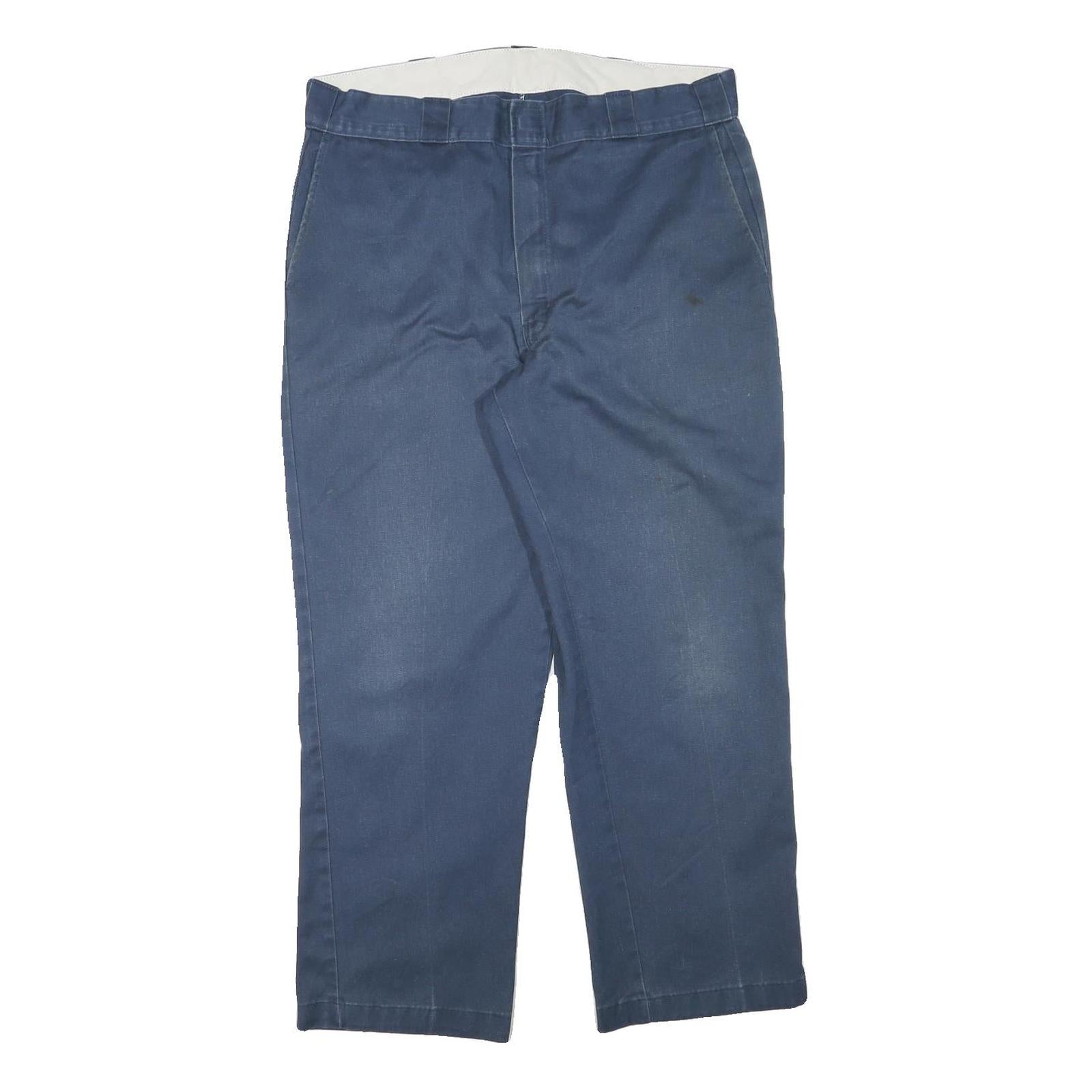 DICKIES Mens Regular Blue Cotton Blend Zip Trousers W36 L28 Classic Straight Refurbished - N/A refurbished available on Cerqular