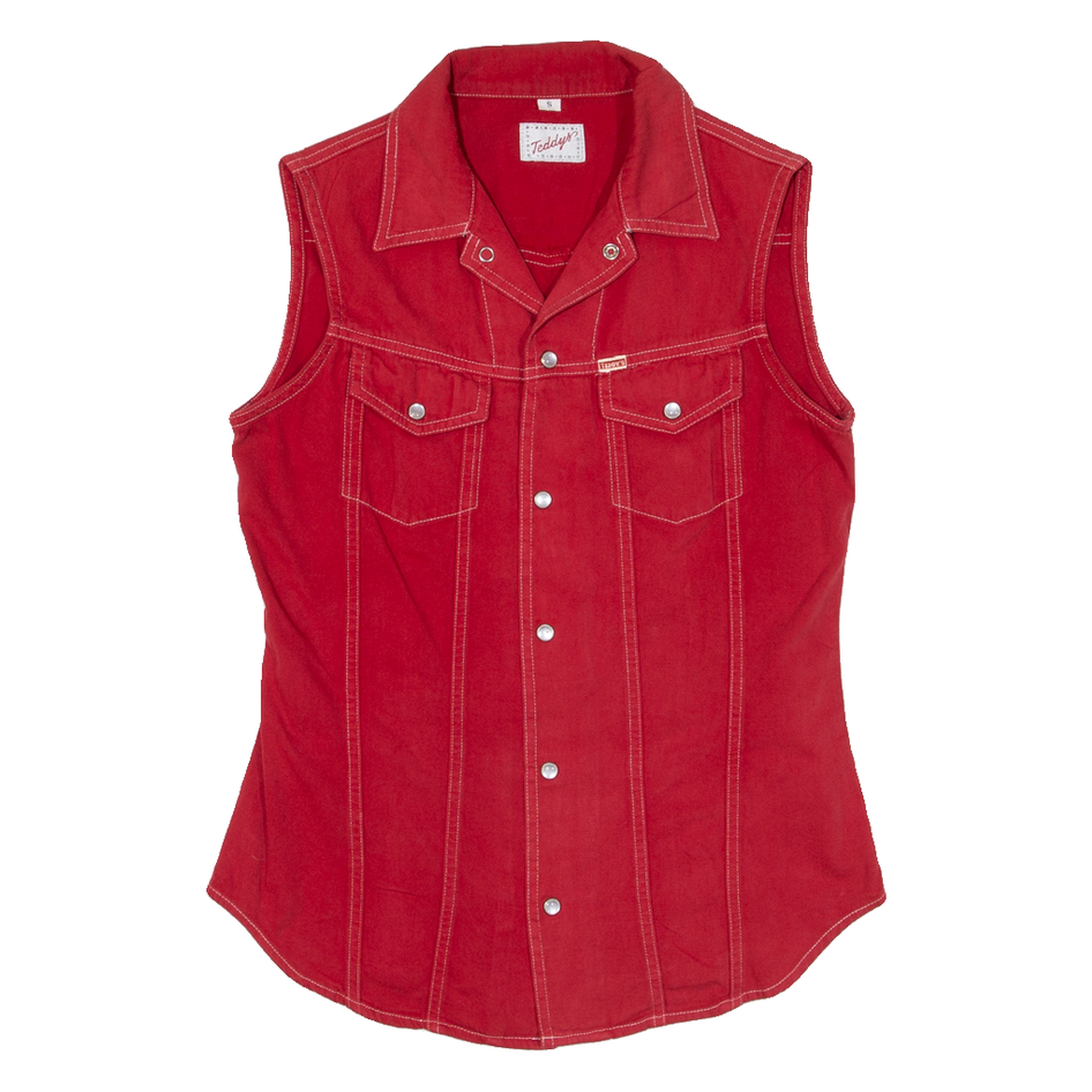 TEDDY'S Mens Denim Shirt Red Sleeveless S Refurbished - N/A refurbished available on Cerqular