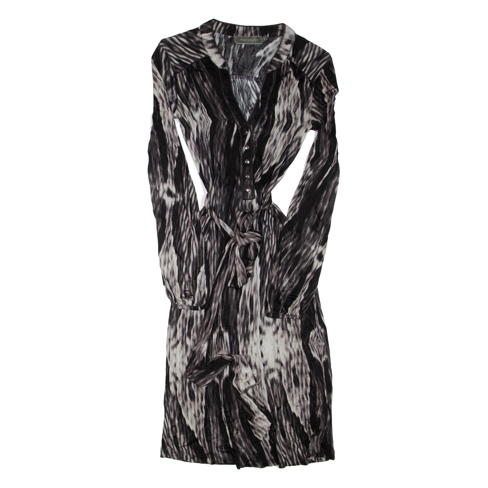 MINT VELVET Womens Day Dress Black Viscose Long Sleeve Knee Length S Refurbished - N/A refurbished available on Cerqular
