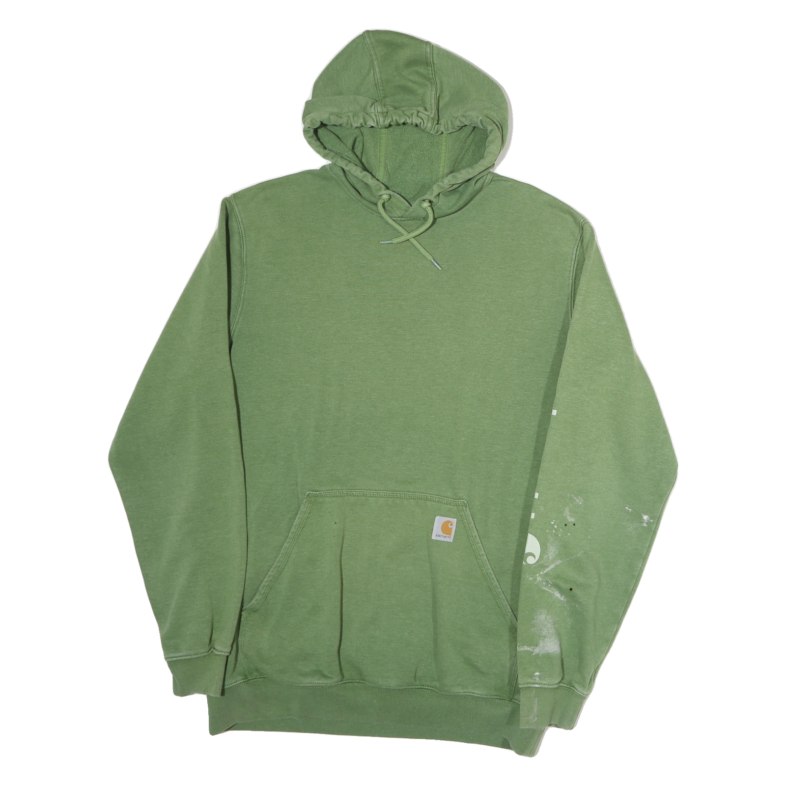 CARHARTT Mens Green Hooded Pullover Hoodie L Logo Print Sleeve Refurbished - N/A refurbished available on Cerqular