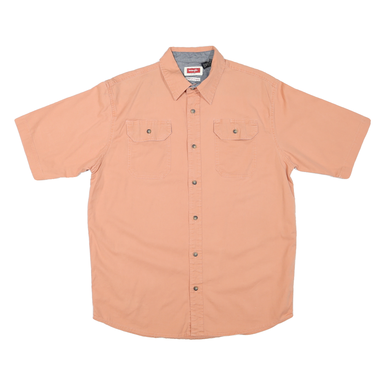 Buy WRANGLER Mens Peach Plain Shirt M Short Sleeve Button Cotton Blend Casual Refurbished - $28.59 WRANGLER Mens Peach Plain Shirt M Short Sleeve Button Cotton Blend Casual Refurbished - N/A refurbished available on Cerqular