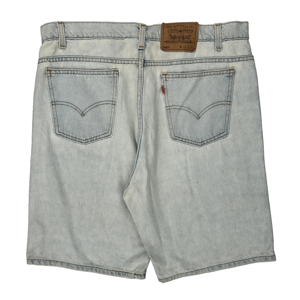 Levis Denim Shorts - 36W 10L Light Wash Denim Refurbished - Thrifted (note: this is a term often used to describe second- refurbished available on Cerqular