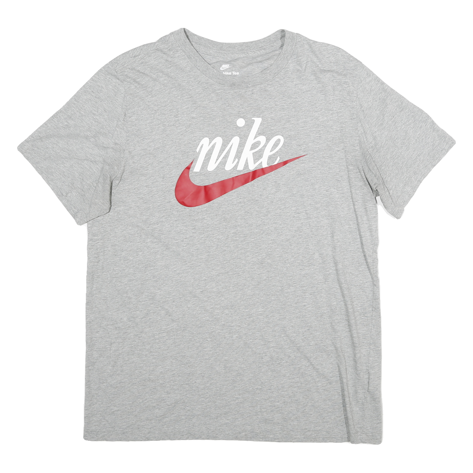NIKE Mens Grey & Red Graphic T-Shirt L Short Sleeve Crew Neck Casual Athletic Refurbished - N/A refurbished available on Cerqular