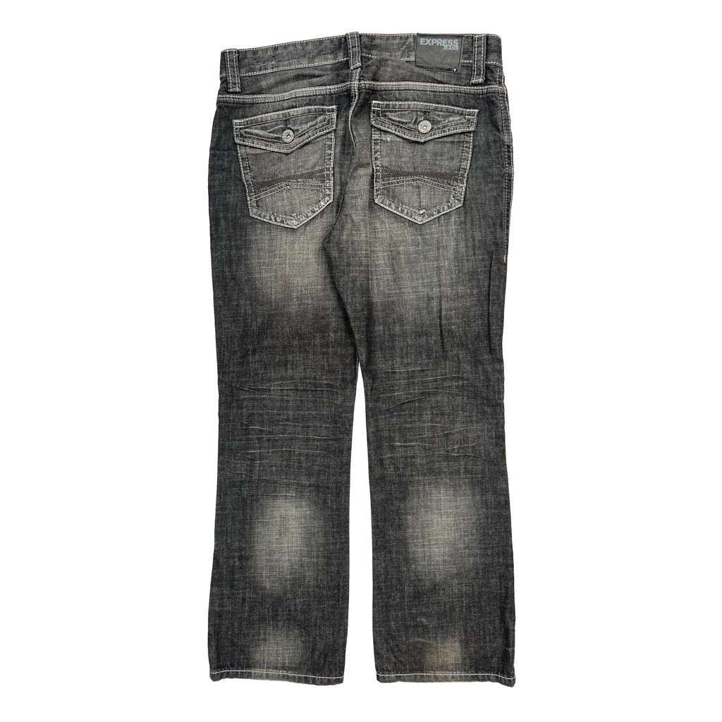 Express Jeans - 36W 30L Grey Denim Refurbished - Thrifted (note: this is a term often used to describe second- refurbished available on Cerqular