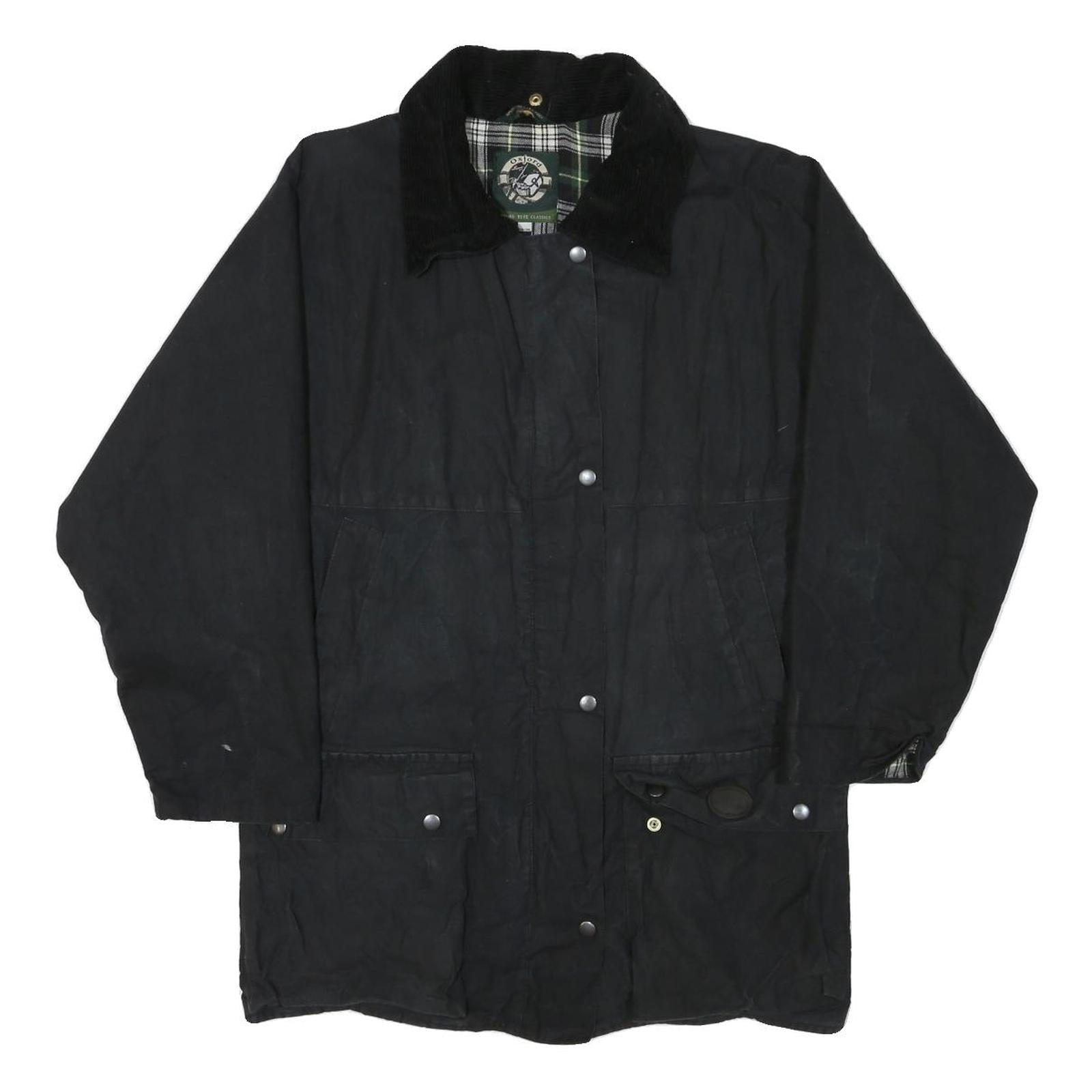 OXFORD Mens Black Cotton Blend Jacket S Plain Zip Casual Outdoor Refurbished - N/A refurbished available on Cerqular