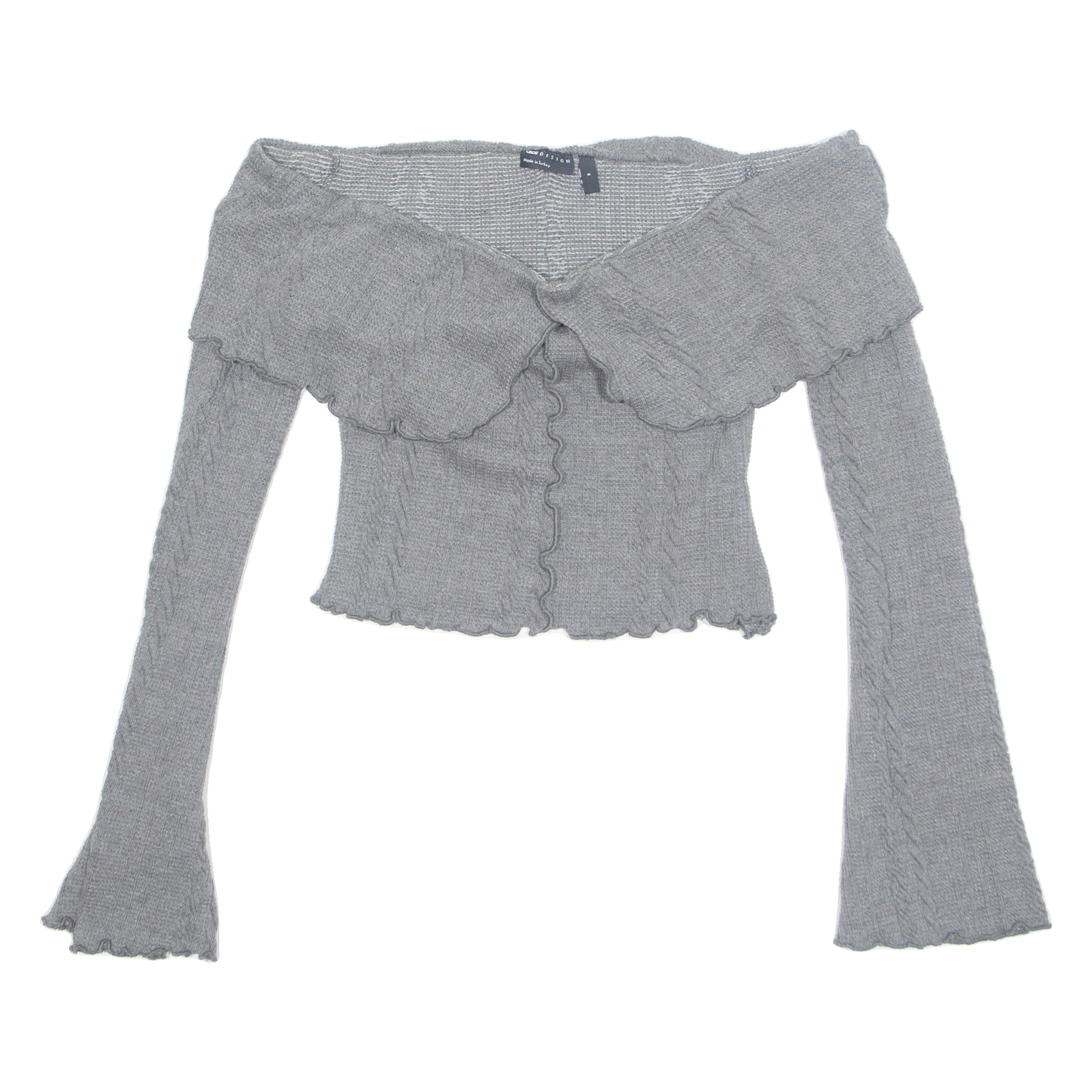 ASOS Womens Off Shoulder Top Grey Long Sleeve S Refurbished - N/A refurbished available on Cerqular