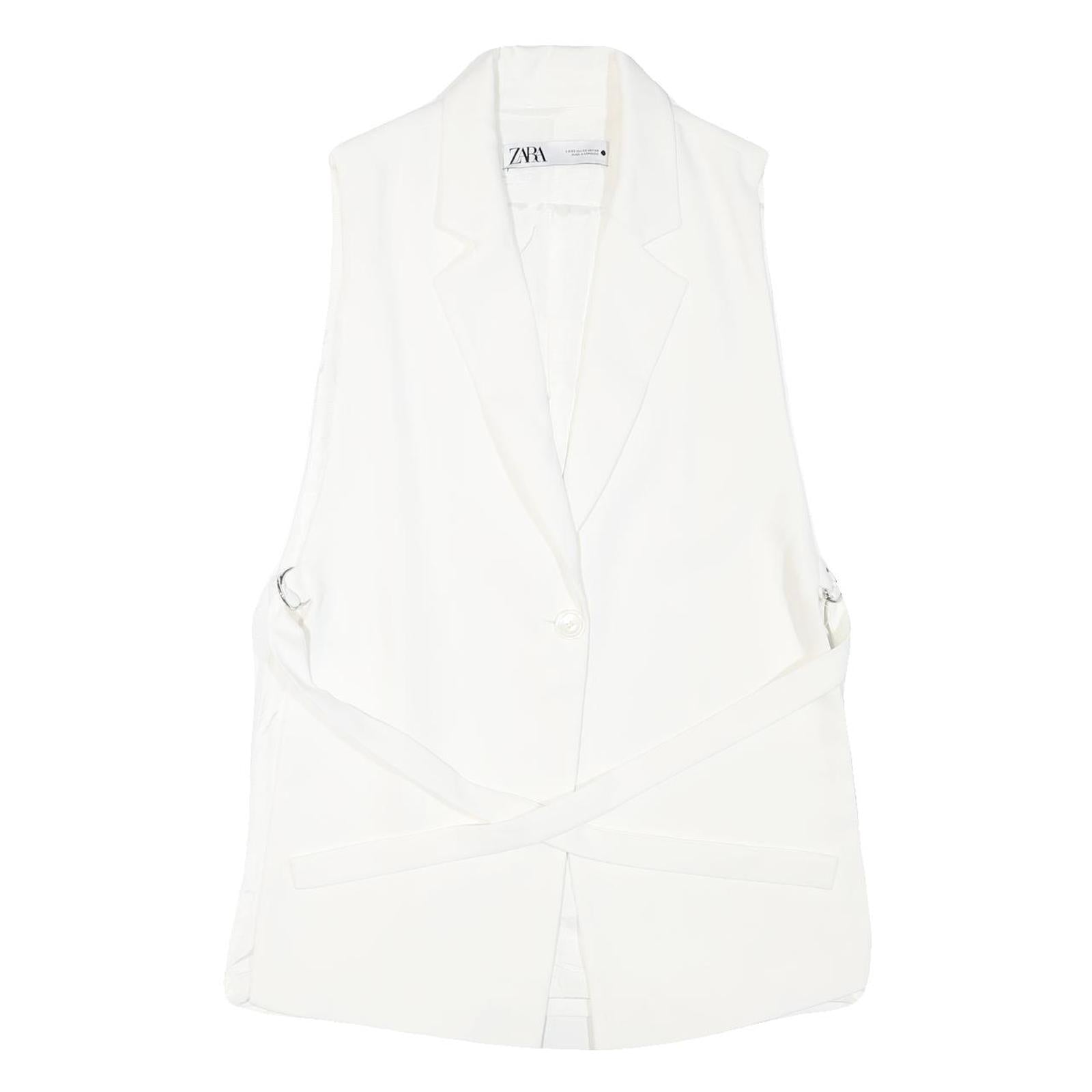 ZARA Womens White Sleeveless Waistcoat XS Button Neck Smart Casual Blazer Vest Refurbished - N/A refurbished available on Cerqular