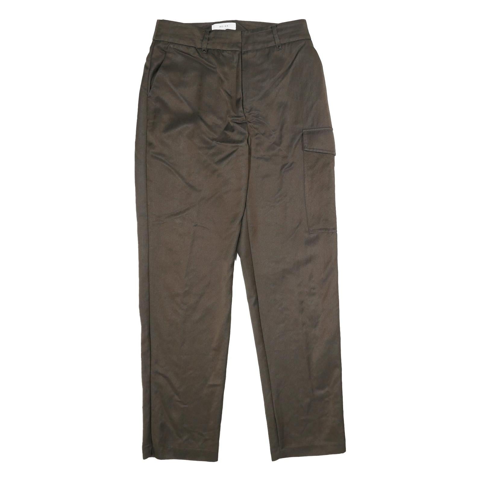 REISS Womens Viscose Blend Brown Regular Straight Trousers W26 L32 Elegant Refurbished - N/A refurbished available on Cerqular