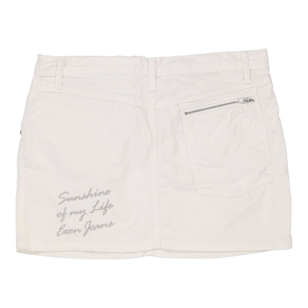 Exen Jeans Skirt - Medium White Cotton Refurbished - Thrifted (note: this is a term often used to describe second- refurbished available on Cerqular