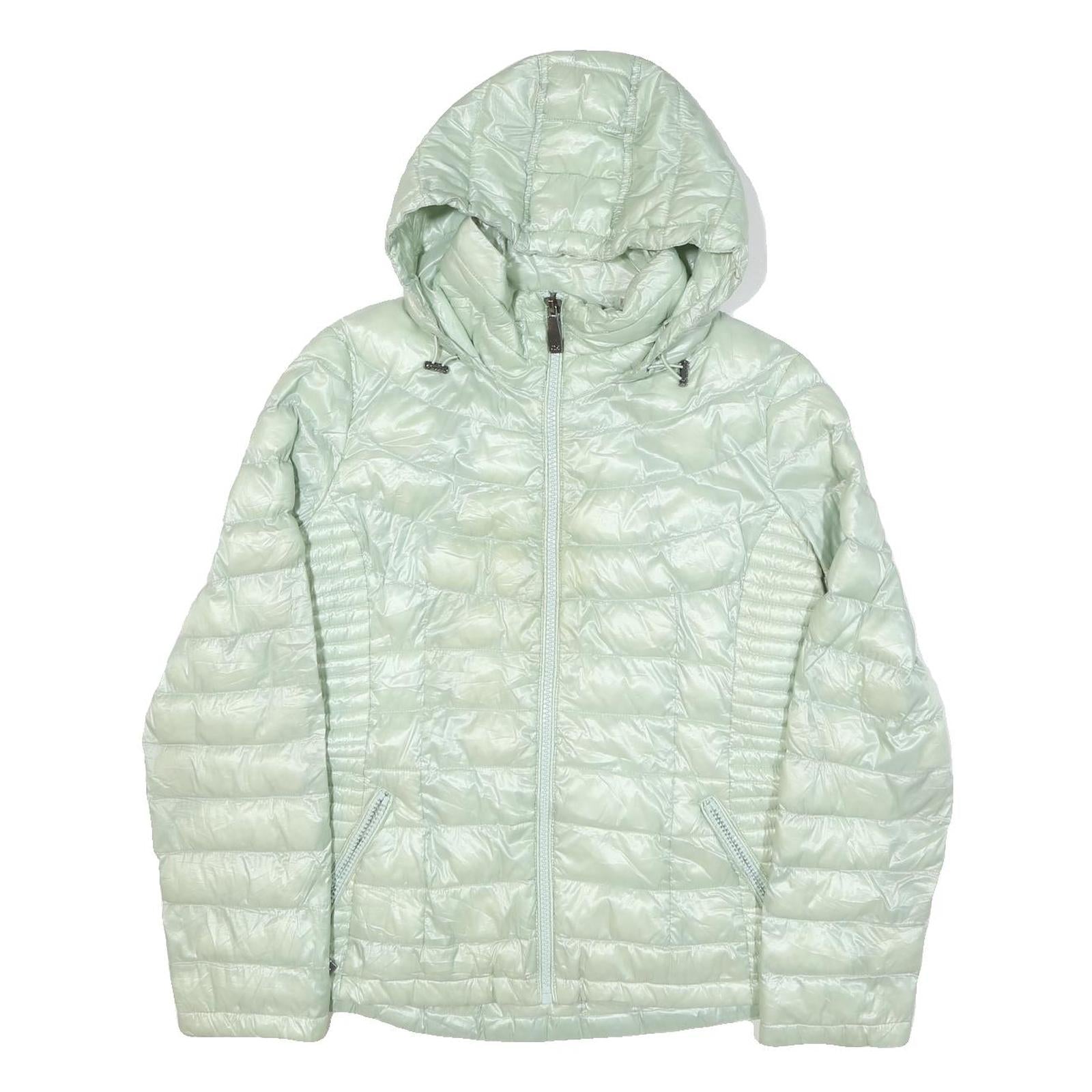 CALVIN KLEIN Womens Pale Green Quilted Jacket L Polyester Blend Hooded Zip Refurbished - N/A refurbished available on Cerqular