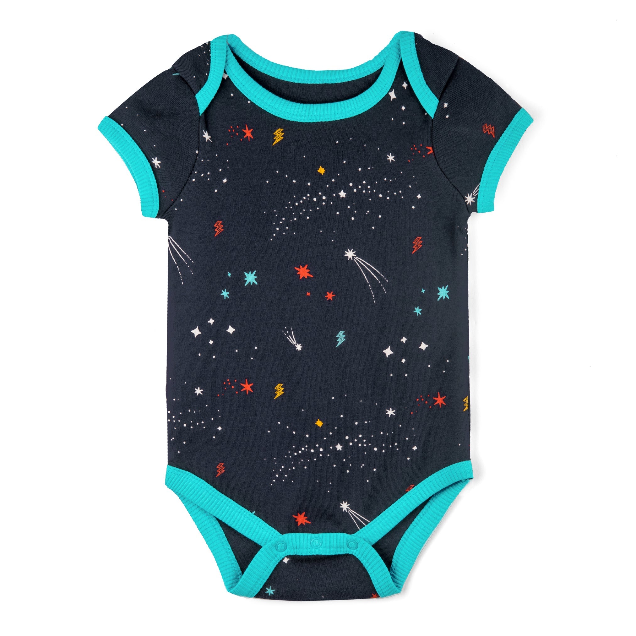 100% Organic Cotton Short Sleeve Baby Bodysuits | Color: Galaxy Print | Size: 6-9 Months Refurbished - N/A (Note: There is no well-known brand named "M refurbished available on Cerqular