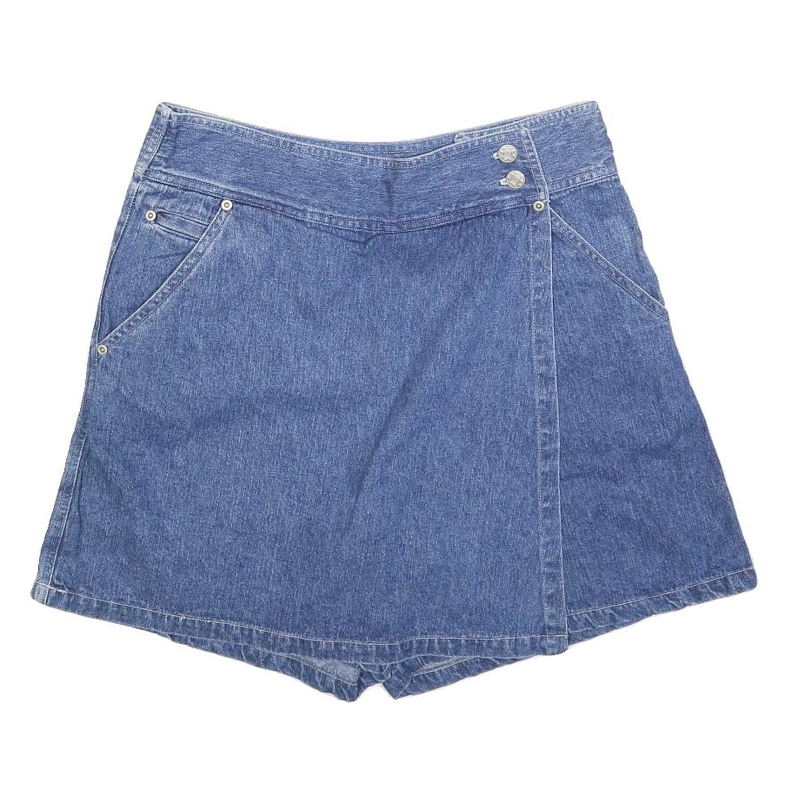WEST PORT Womens Blue Denim Skort Casual Cotton Blend Short Size M Pockets Refurbished - N/A refurbished available on Cerqular