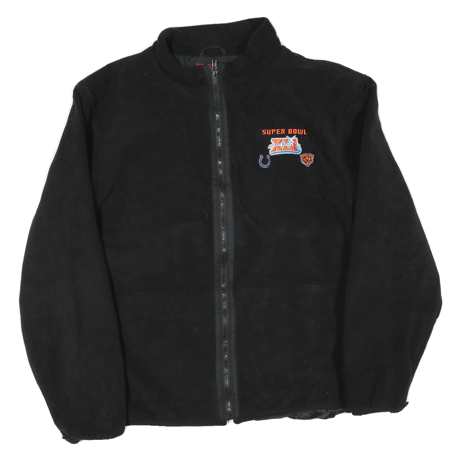 NFL Mens Black Super Bowl XL1 Zip Jacket L Polyester Blend Plain Casual Sport Refurbished - N/A refurbished available on Cerqular