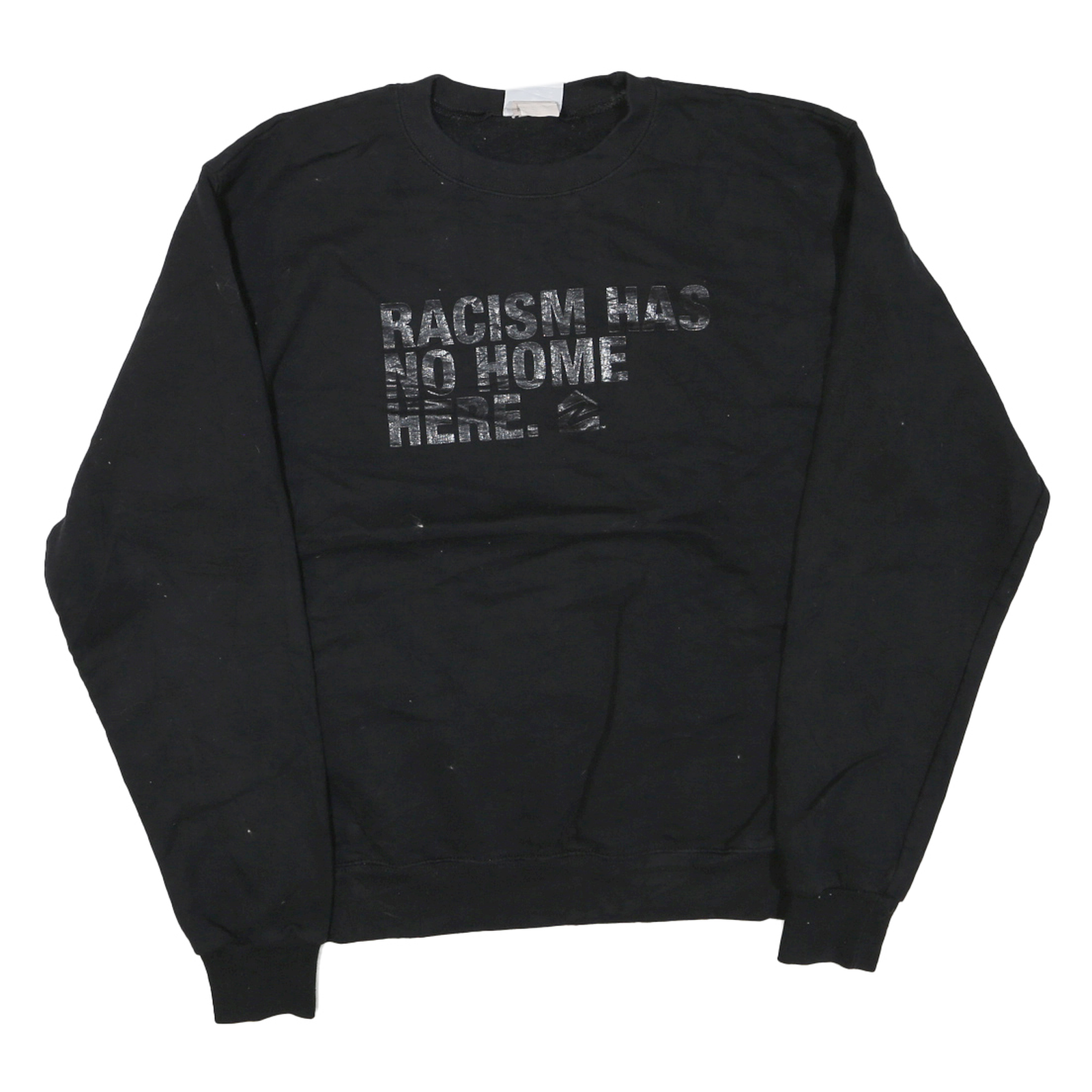 CHAMPION Mens Black Sweatshirt M Crew Neck Racism Has No Home Here Graphic Refurbished - N/A refurbished available on Cerqular