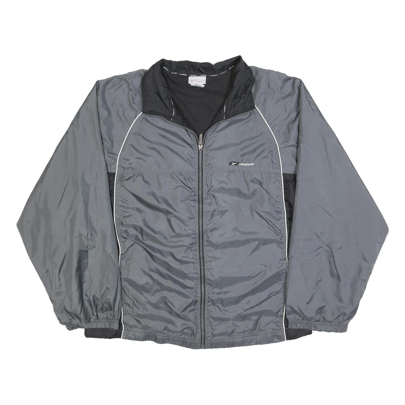 REEBOK Mens Grey & Black Sports Jacket L Polyester Blend Zip Athletic Fit Refurbished - N/A refurbished available on Cerqular