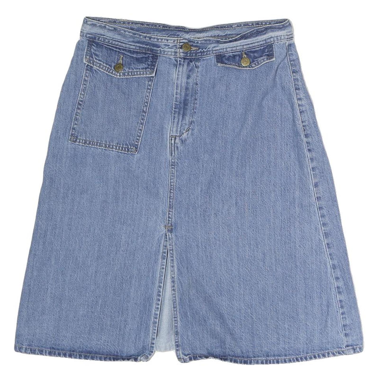 LEVI'S Womens Blue Denim Mini Cotton Skirt M Button Closure Casual Authentic Refurbished - N/A refurbished available on Cerqular